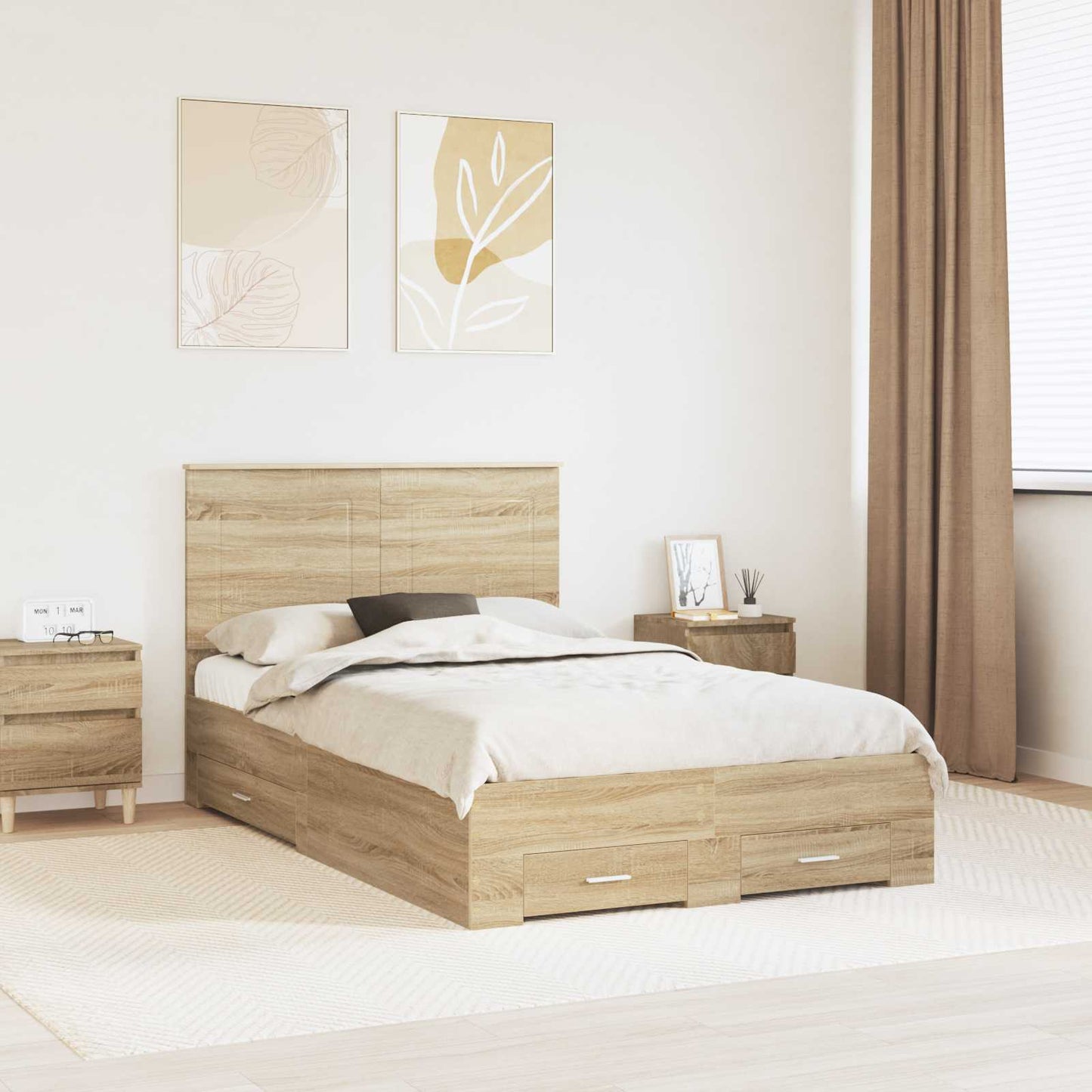 vidaXL Σκελετός Κρεβατιού Δρύς Sonoma 120 x 200 cm Επεξεργασμένο ξύλο