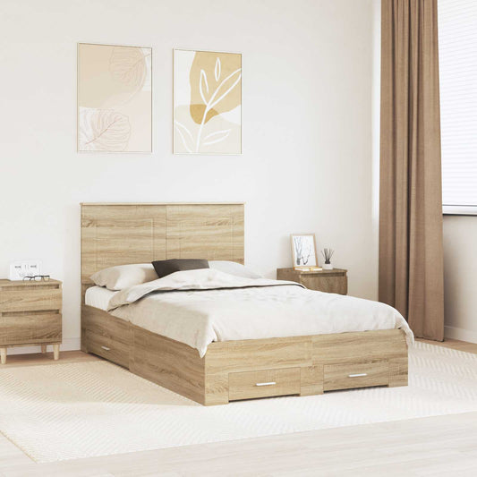 vidaXL Σκελετός Κρεβατιού Δρύς Sonoma 120 x 200 cm Επεξεργασμένο ξύλο