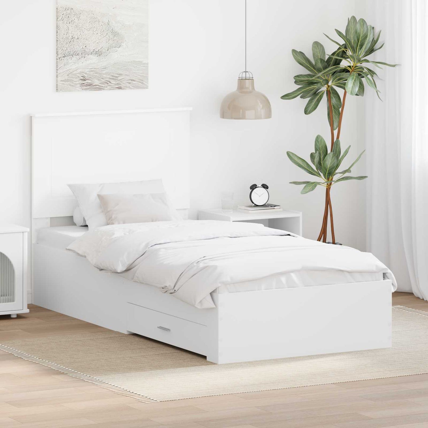 vidaXL Σκελετός Κρεβατιού Λευκό 90 x 190 cm Επεξεργασμένο ξύλο