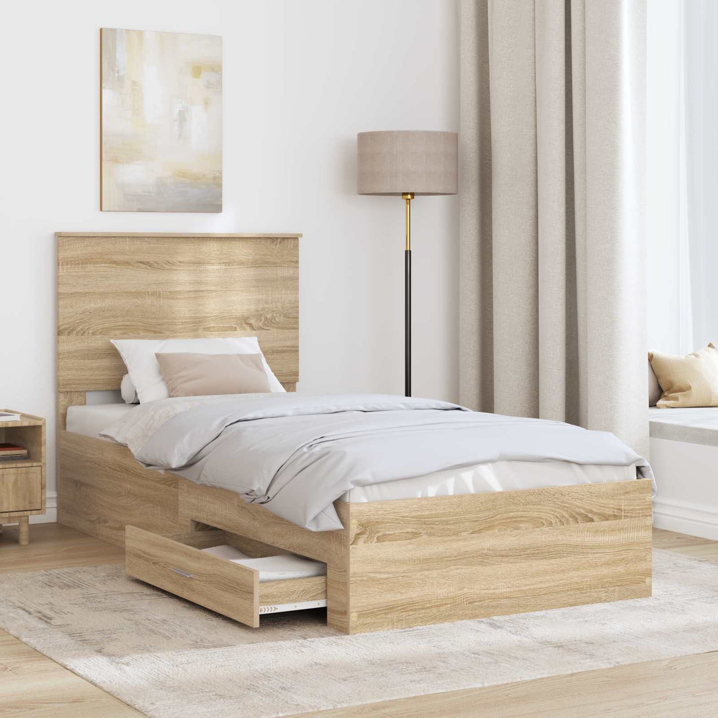 vidaXL Σκελετός Κρεβατιού Δρύς Sonoma 90 x 190 cm Επεξεργασμένο ξύλο