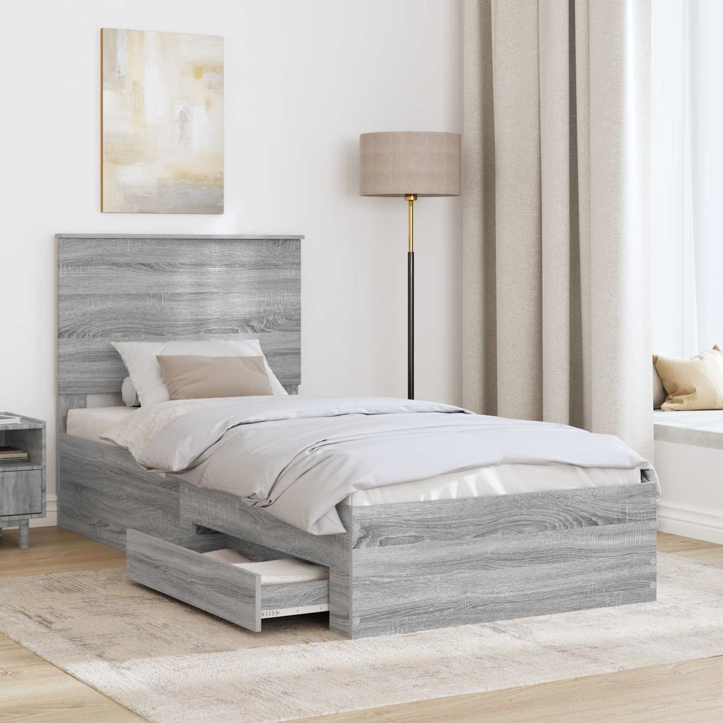 vidaXL Σκελετός Κρεβατιού Γκρίζο Σονομα 90 x 190 cm Επεξεργασμένο ξύλο
