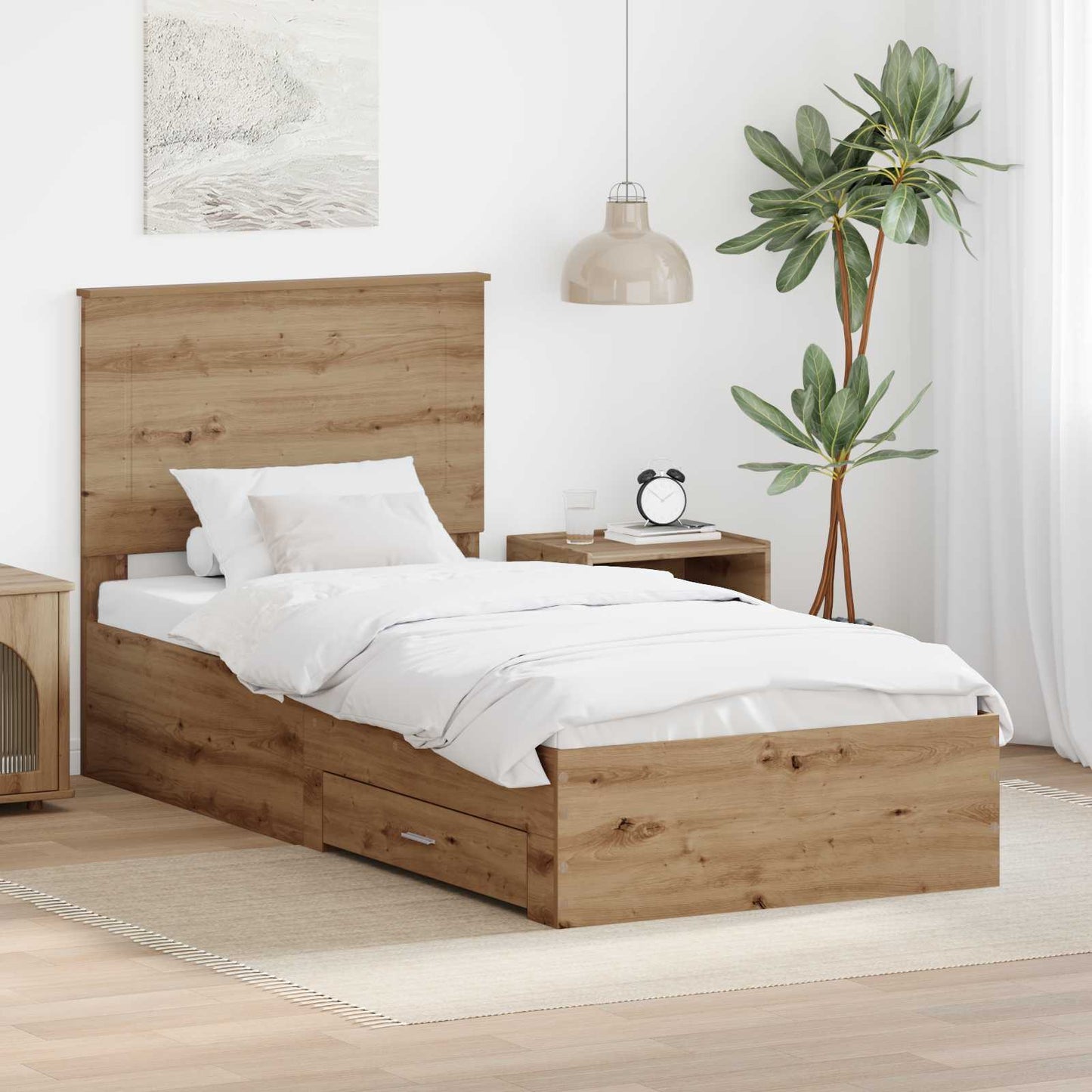 vidaXL Σκελετός Κρεβατιού Artisan Oak 90 x 190 cm Επεξεργασμένο ξύλο