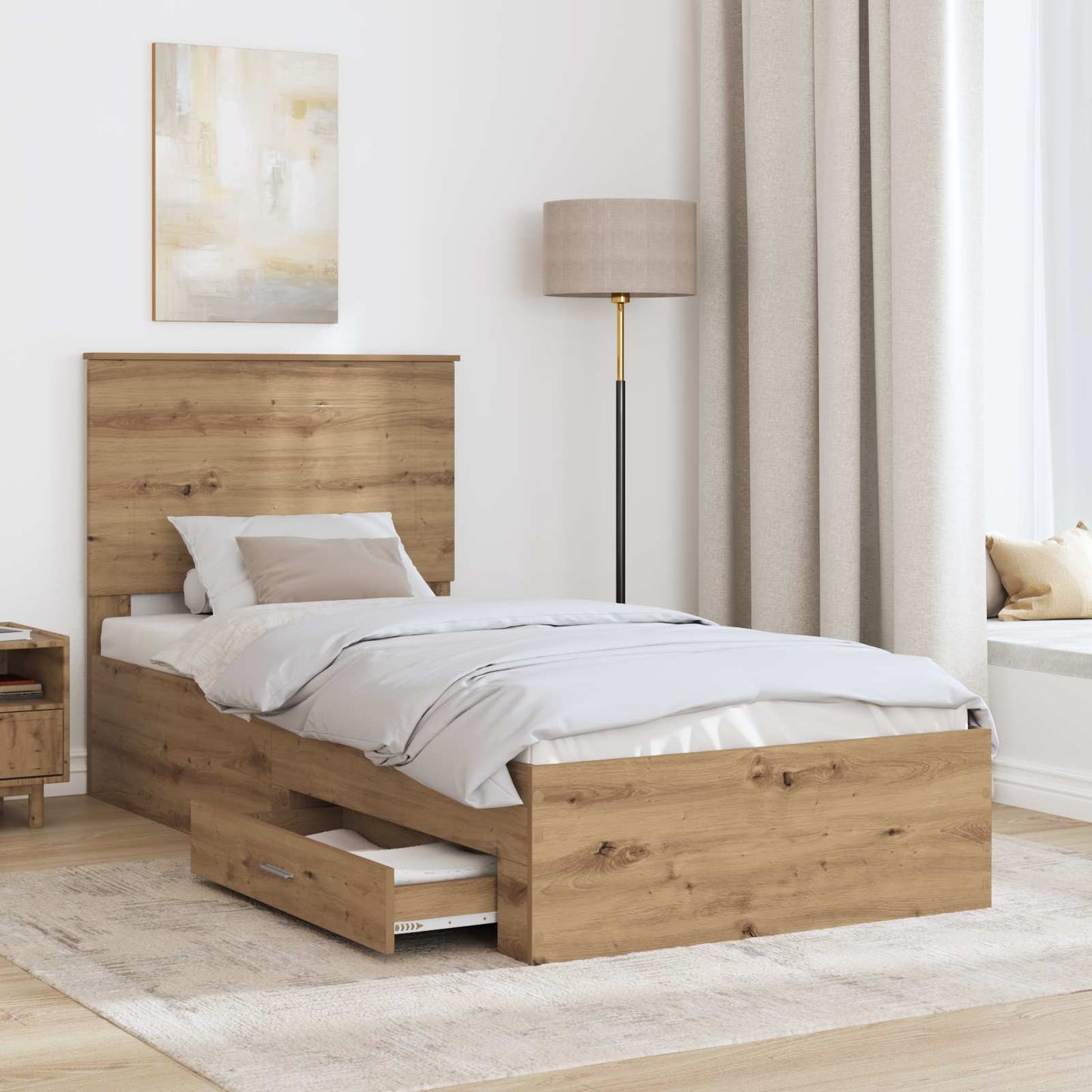 vidaXL Σκελετός Κρεβατιού Artisan Oak 90 x 200 cm Επεξεργασμένο ξύλο