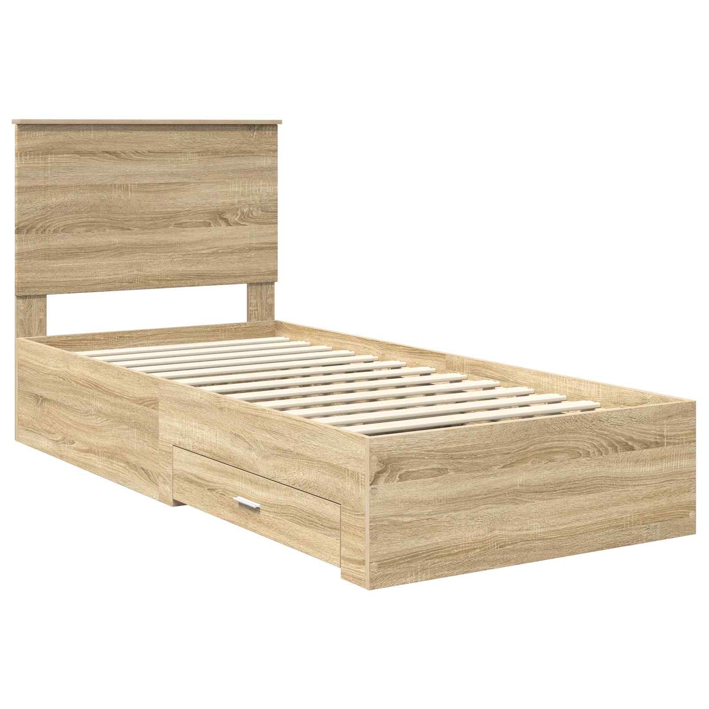 vidaXL Σκελετός Κρεβατιού Σονομά Δρύινο και Ασημί 75 x 190 cm