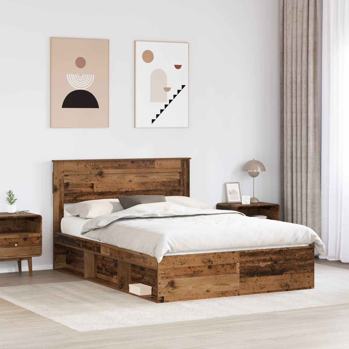 vidaXL Σκελετός Κρεβατιού Παλιό ξύλο 160 x 200 cm Στερεά ξυλεία πεύκου