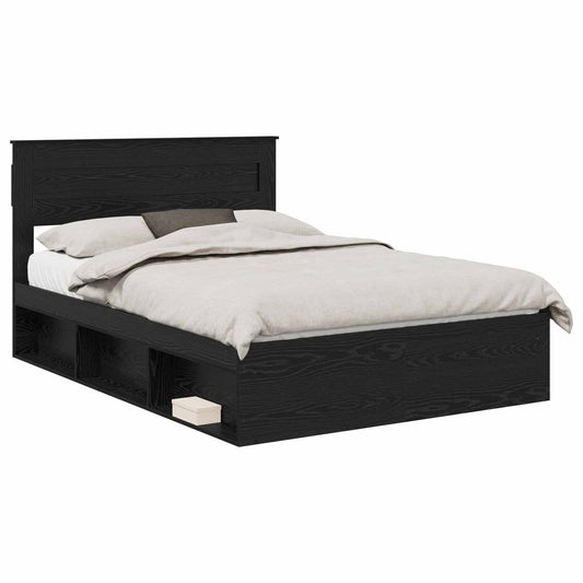 vidaXL Σκελετός Κρεβατιού Μαύρο 150 x 200 cm Στερεά ξυλεία πεύκου