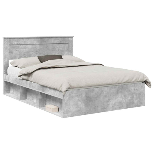 vidaXL Σκελετός Κρεβατιού Σκυρόδεμα 140 x 190 cm Στερεά ξυλεία πεύκου
