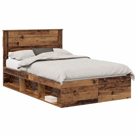 vidaXL Σκελετός Κρεβατιού Παλιό ξύλο 120 x 190 cm Στερεά ξυλεία πεύκου