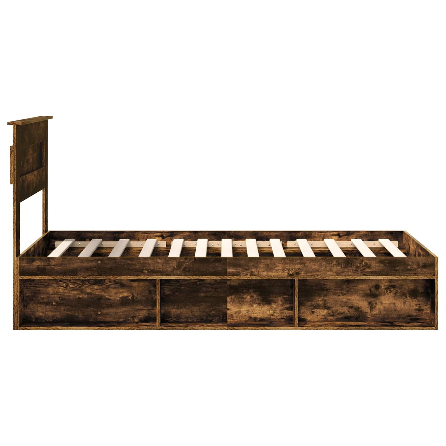 vidaXL Σκελετός Κρεβατιού με κεφαλάρι Καπνιστό Δρύς 100 x 200 cm