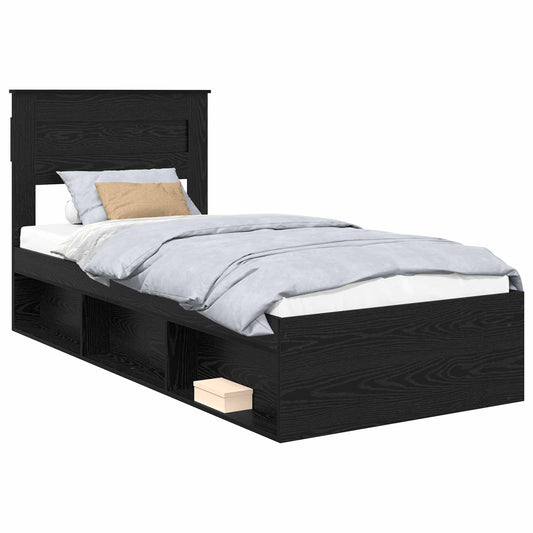 vidaXL Σκελετός Κρεβατιού Μαύρο 75 x 190 cm Στερεά ξυλεία πεύκου
