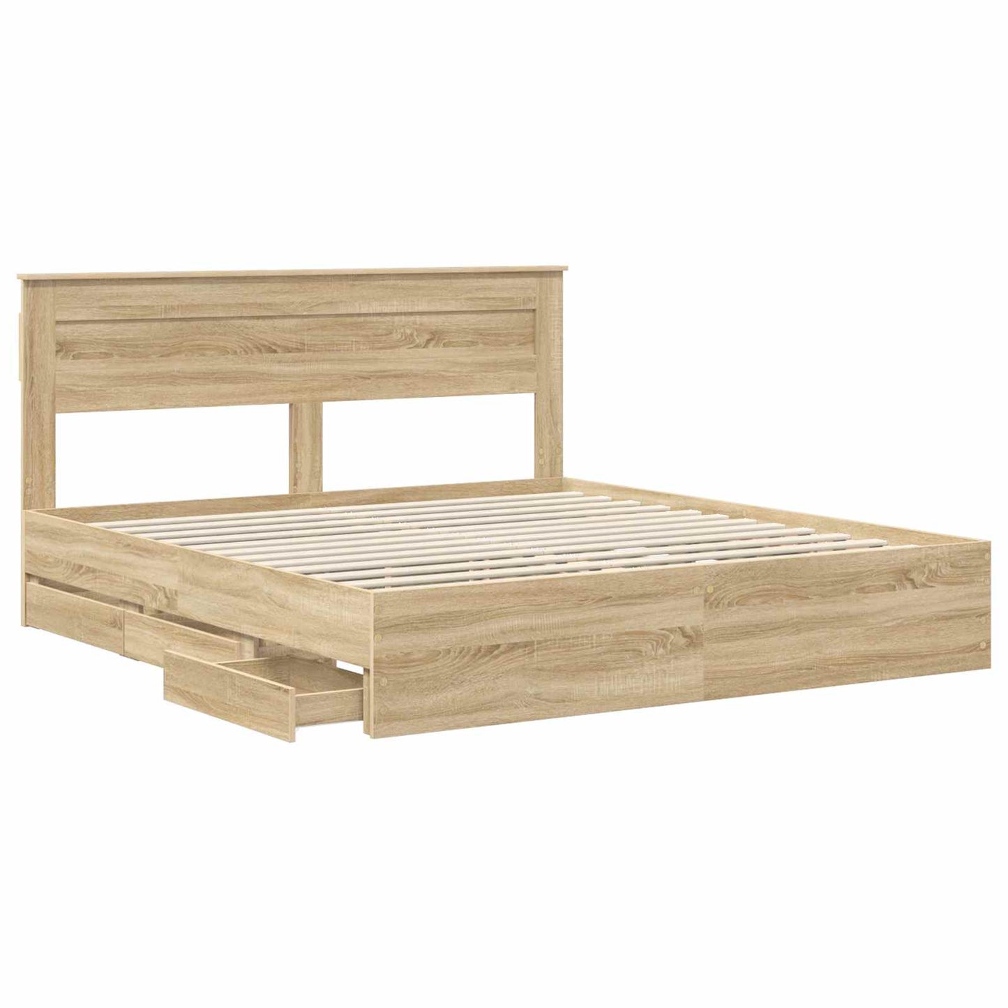 vidaXL Σκελετός Κρεβατιού Δρύς Sonoma 200 x 200 cm Μηχανήματος Ξύλο