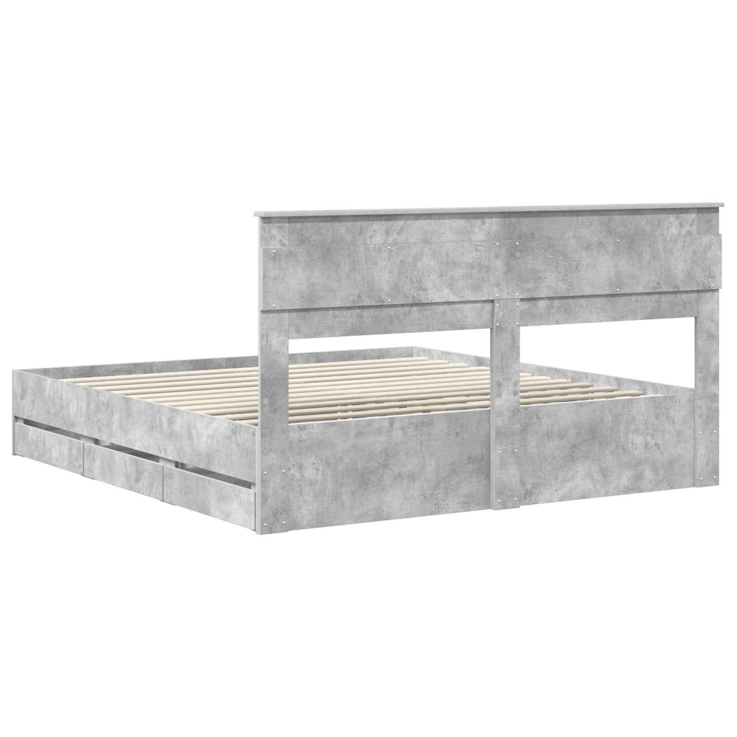 vidaXL Σκελετός Κρεβατιού Σκυρόδεμα Γκρι 200 x 200 cm Μηχανήματος Ξύλο