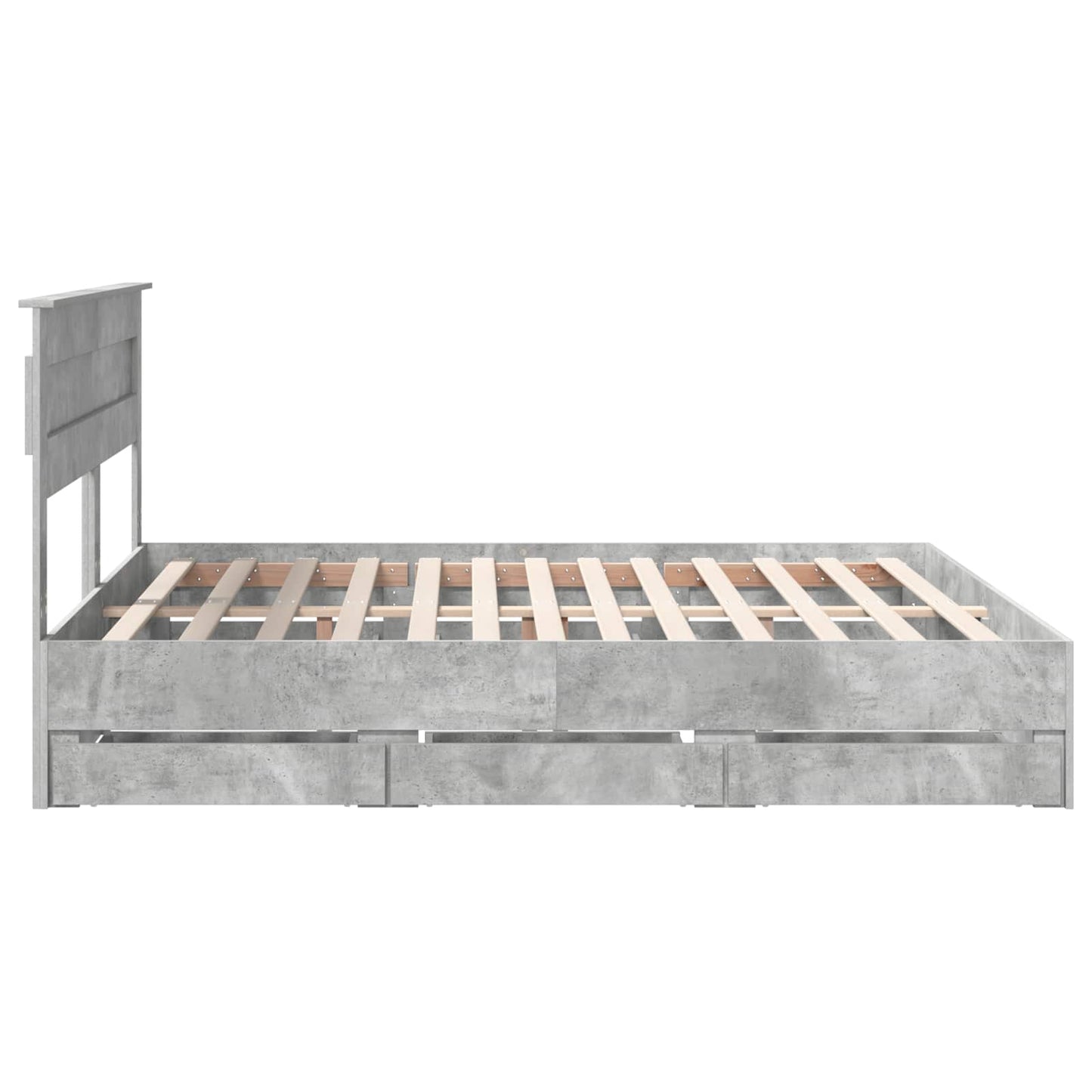 vidaXL Σκελετός Κρεβατιού Σκυρόδεμα Γκρι 200 x 200 cm Μηχανήματος Ξύλο