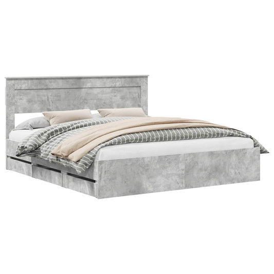 vidaXL Σκελετός Κρεβατιού Σκυρόδεμα Γκρι 180 x 200 cm Μηχανήματος Ξύλο