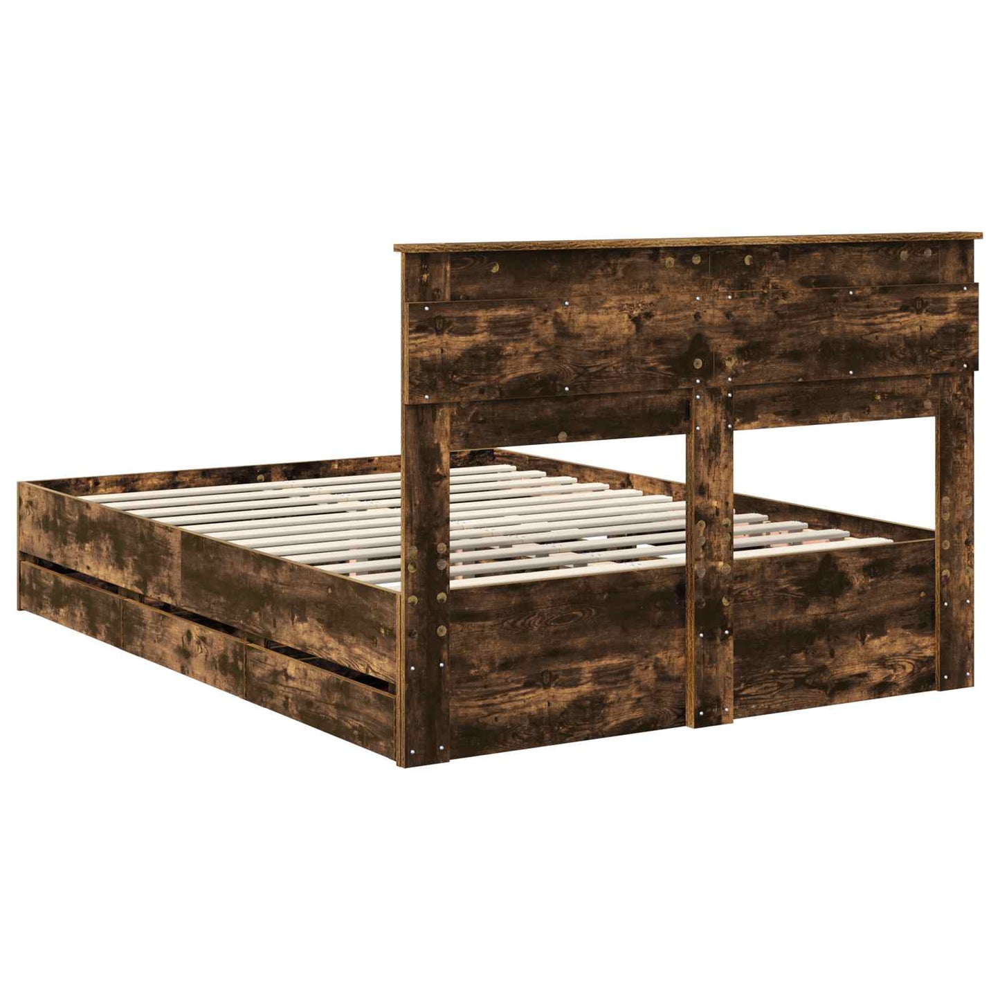 vidaXL Σκελετός Κρεβατιού Καπνιστό Δρύς 150 x 200 cm Μηχανήματος Ξύλο