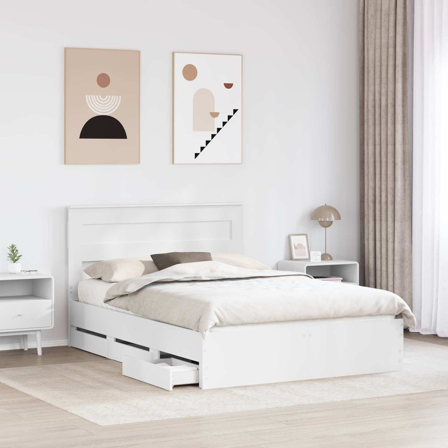 vidaXL Σκελετός Κρεβατιού Λευκό 140 x 190 cm Μηχανήματος Ξύλο