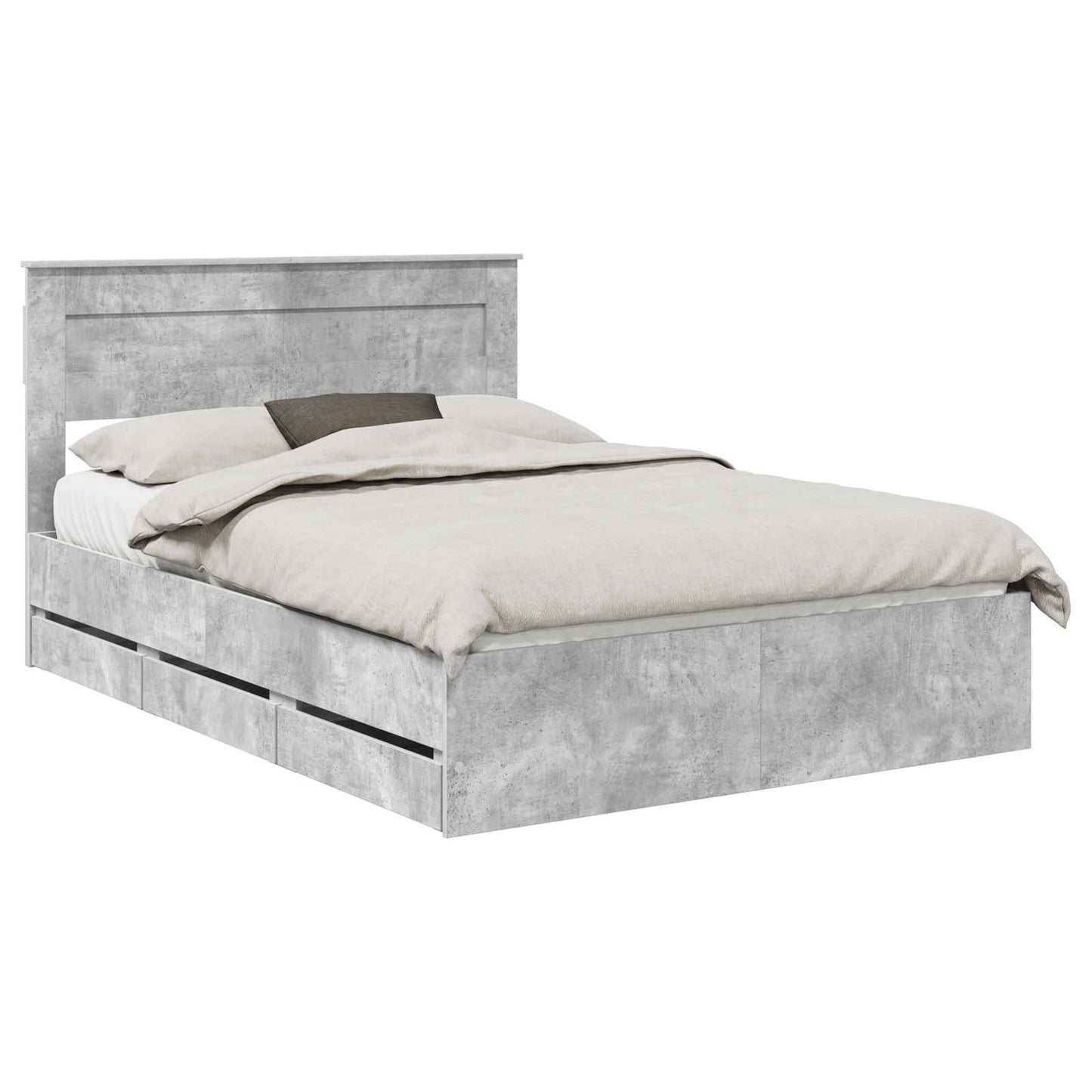 vidaXL Σκελετός Κρεβατιού Σκυρόδεμα Γκρι 140 x 190 cm Μηχανήματος Ξύλο