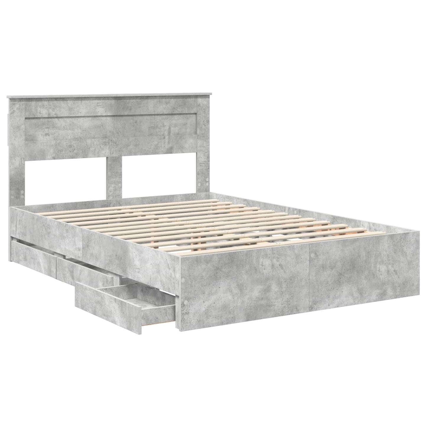 vidaXL Σκελετός Κρεβατιού Σκυρόδεμα Γκρι 140 x 190 cm Μηχανήματος Ξύλο
