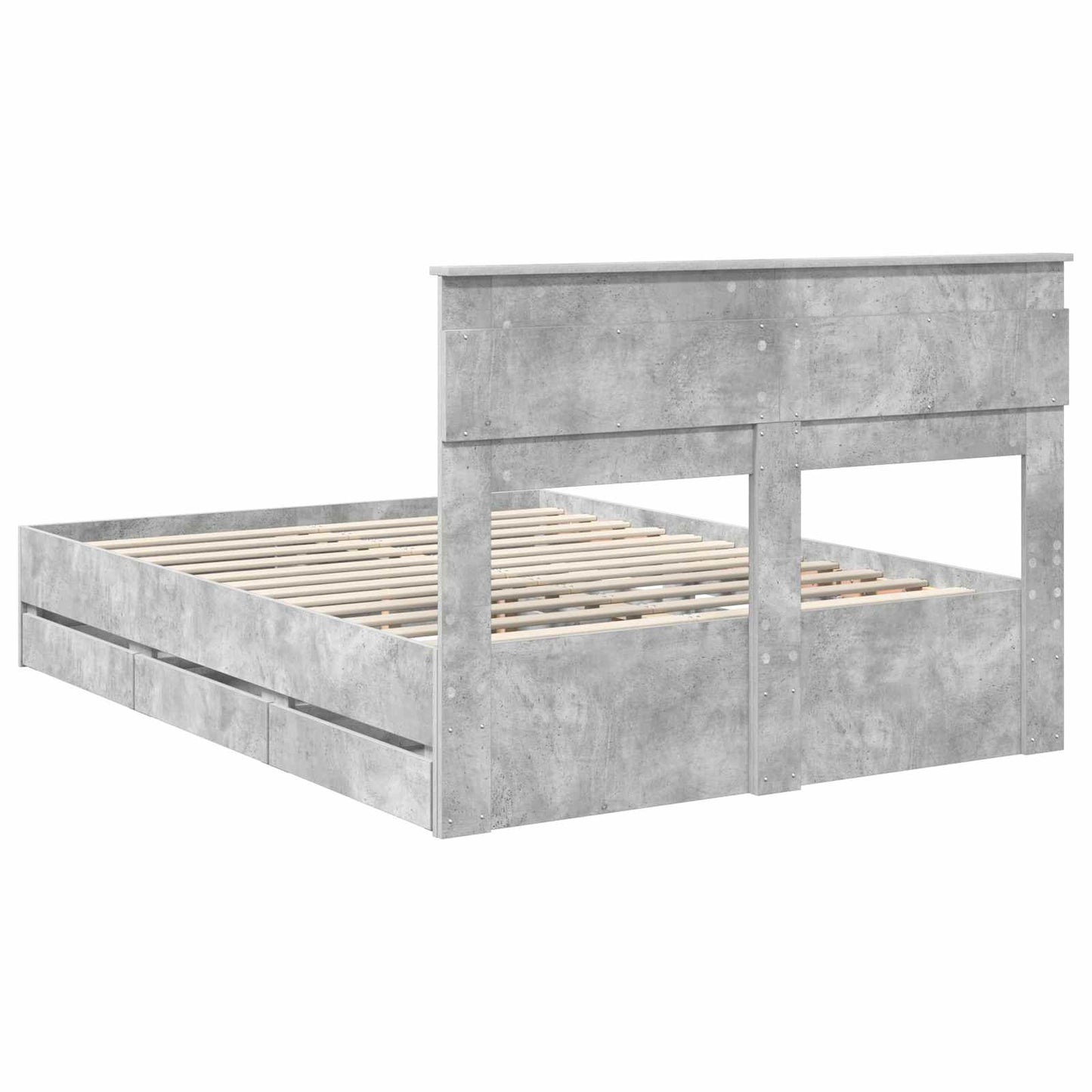 vidaXL Σκελετός Κρεβατιού Σκυρόδεμα Γκρι 140 x 190 cm Μηχανήματος Ξύλο