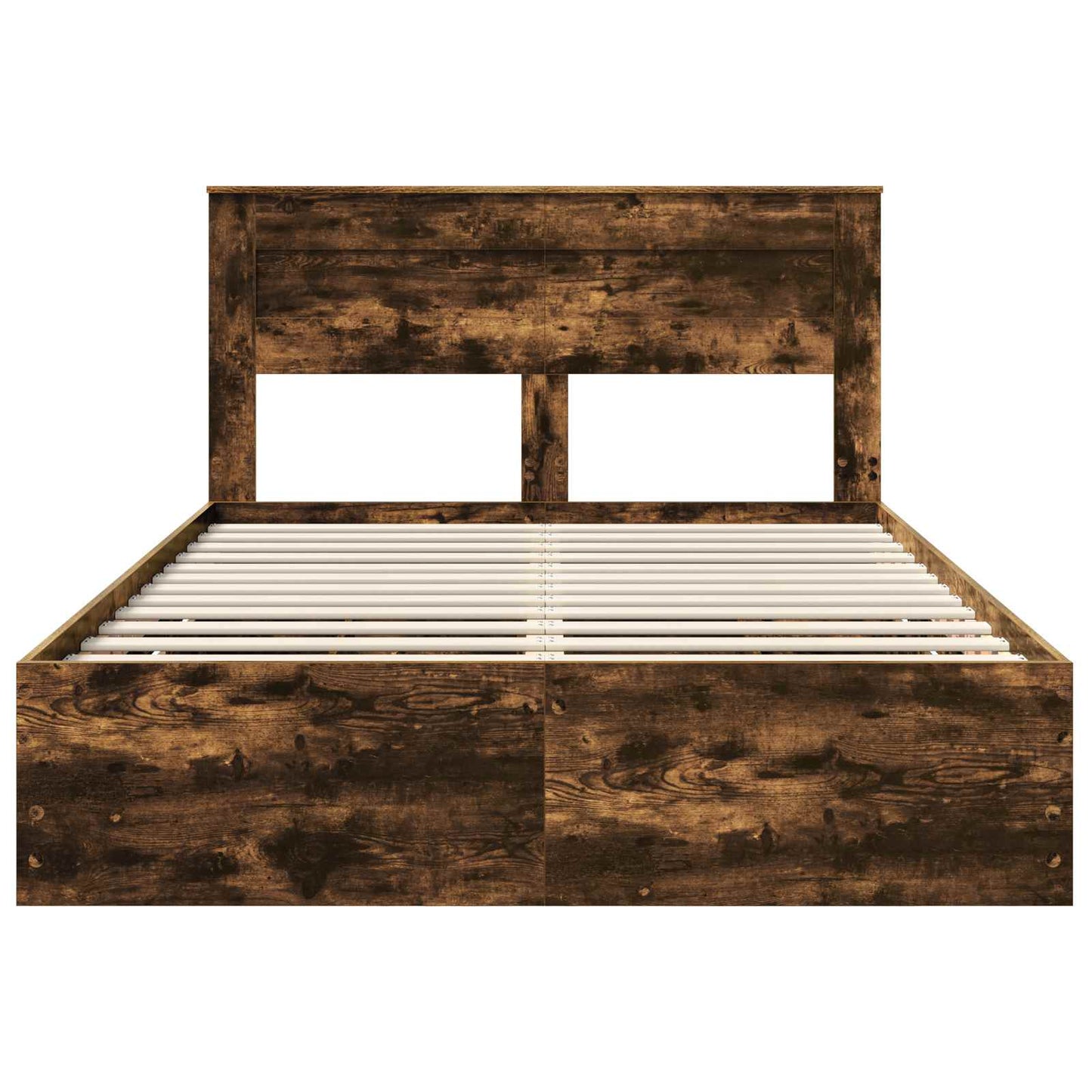 vidaXL Σκελετός Κρεβατιού Καπνιστό Δρύς 140 x 190 cm Μηχανήματος Ξύλο