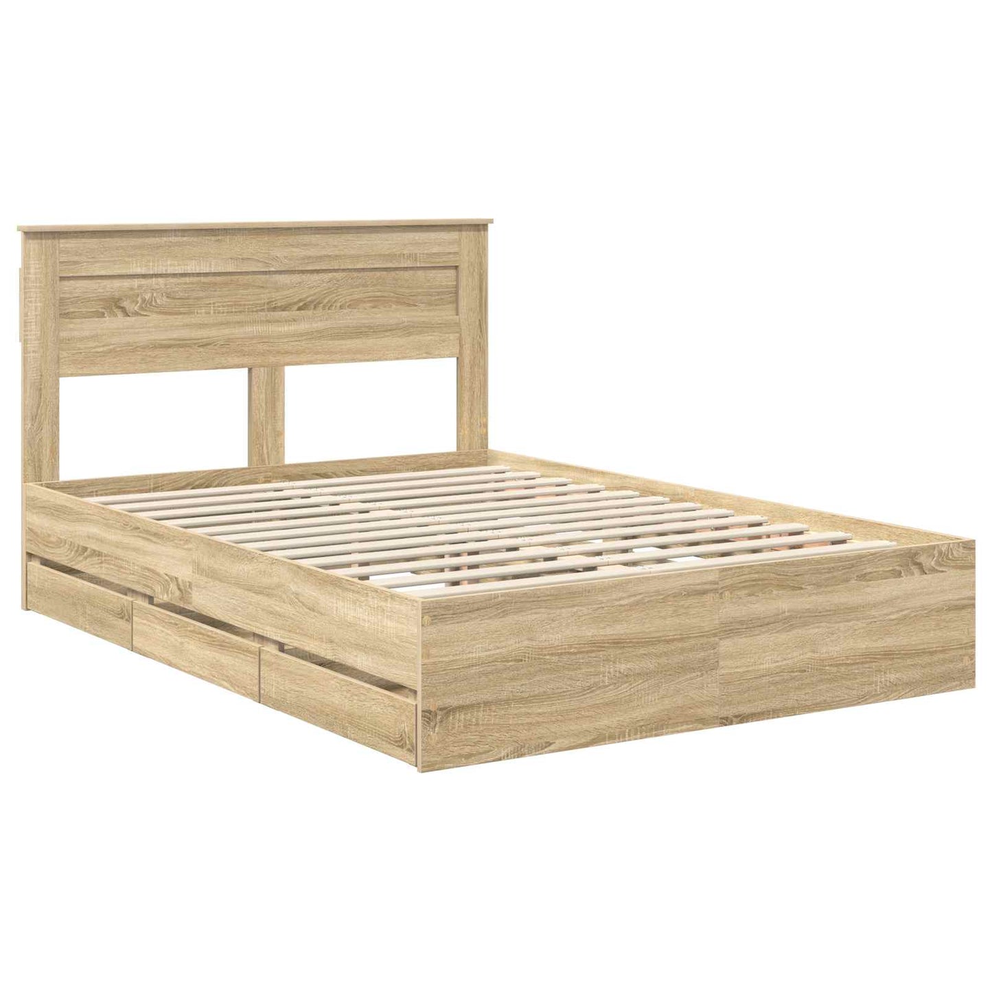 vidaXL Σκελετός Κρεβατιού Δρύς Sonoma 140 x 200 cm Μηχανήματος Ξύλο