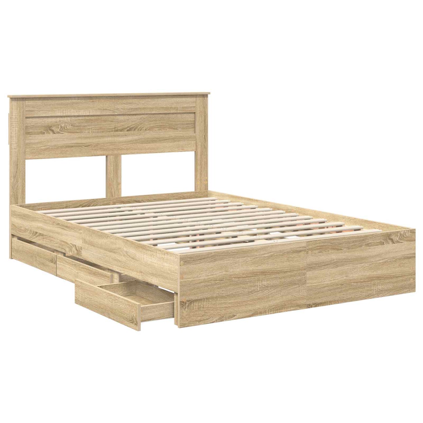 vidaXL Σκελετός Κρεβατιού Δρύς Sonoma 140 x 200 cm Μηχανήματος Ξύλο