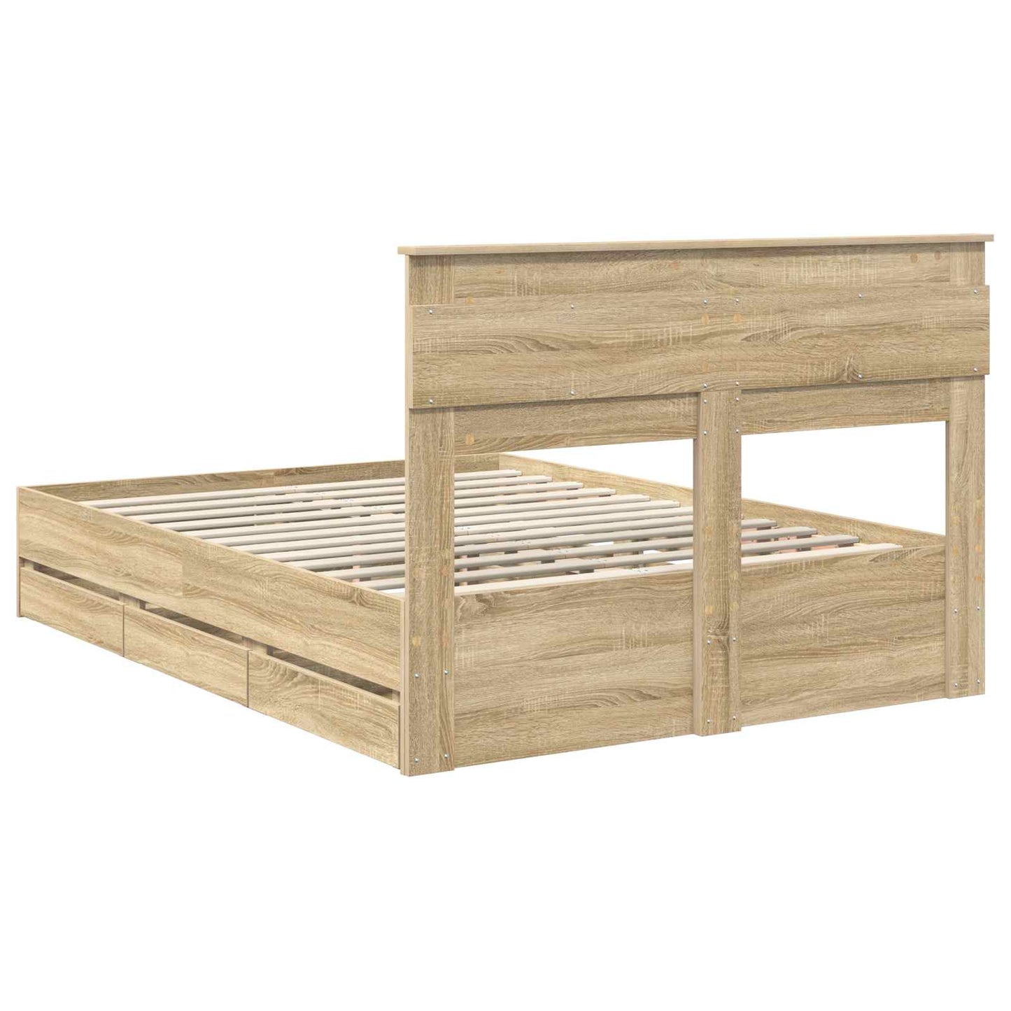 vidaXL Σκελετός Κρεβατιού Δρύς Sonoma 140 x 200 cm Μηχανήματος Ξύλο