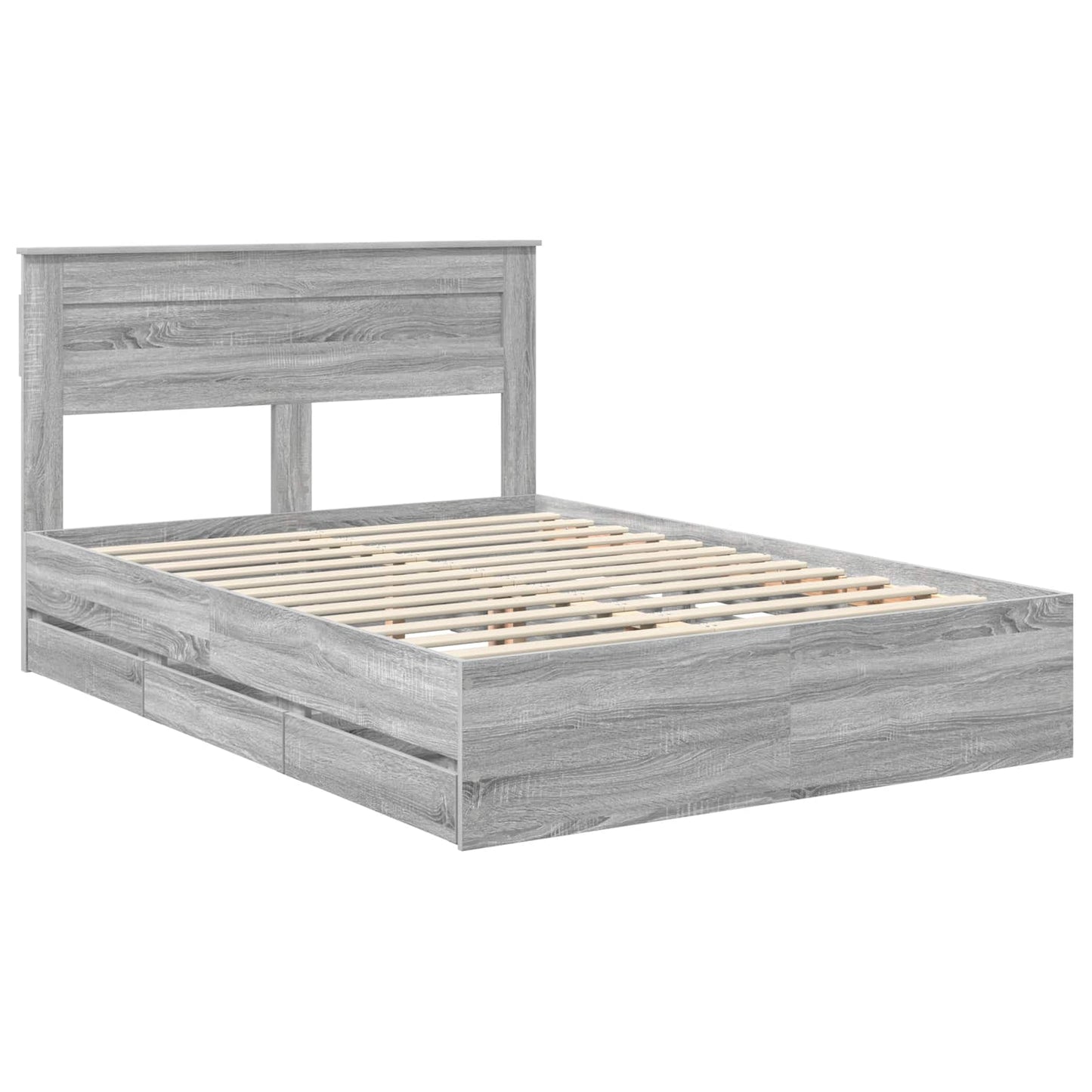 vidaXL Σκελετός Κρεβατιού Γκρίζο Σονομα 140 x 200 cm Μηχανήματος Ξύλο