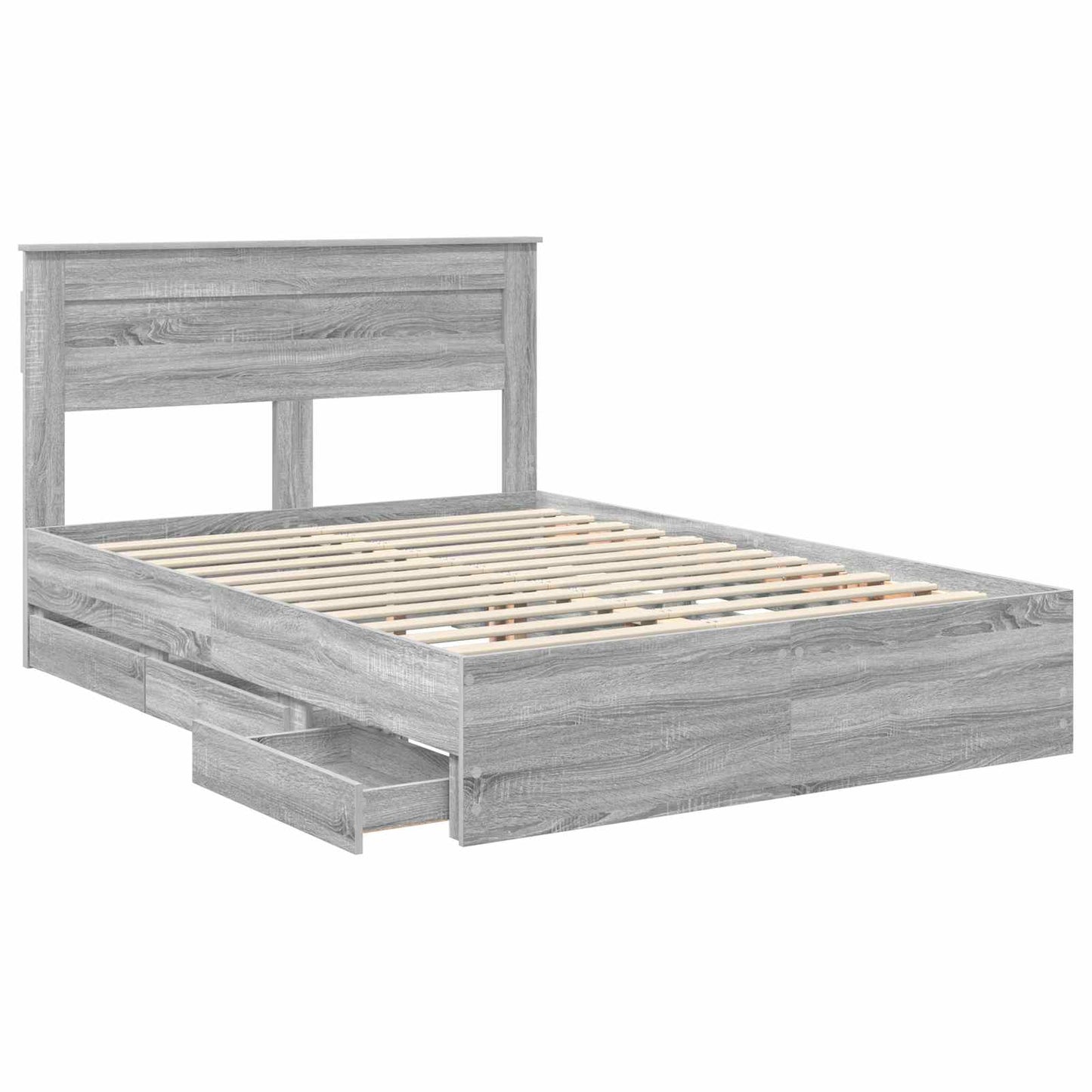 vidaXL Σκελετός Κρεβατιού Γκρίζο Σονομα 140 x 200 cm Μηχανήματος Ξύλο