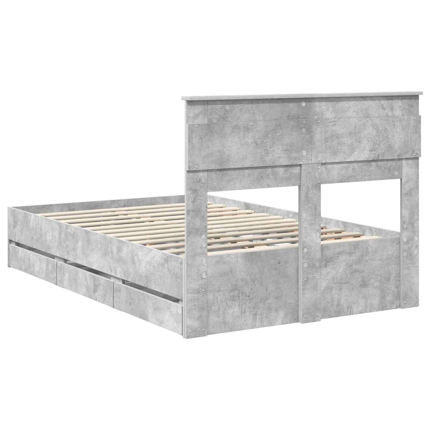 vidaXL Σκελετός Κρεβατιού Σκυρόδεμα Γκρι 135 x 190 cm Μηχανήματος Ξύλο