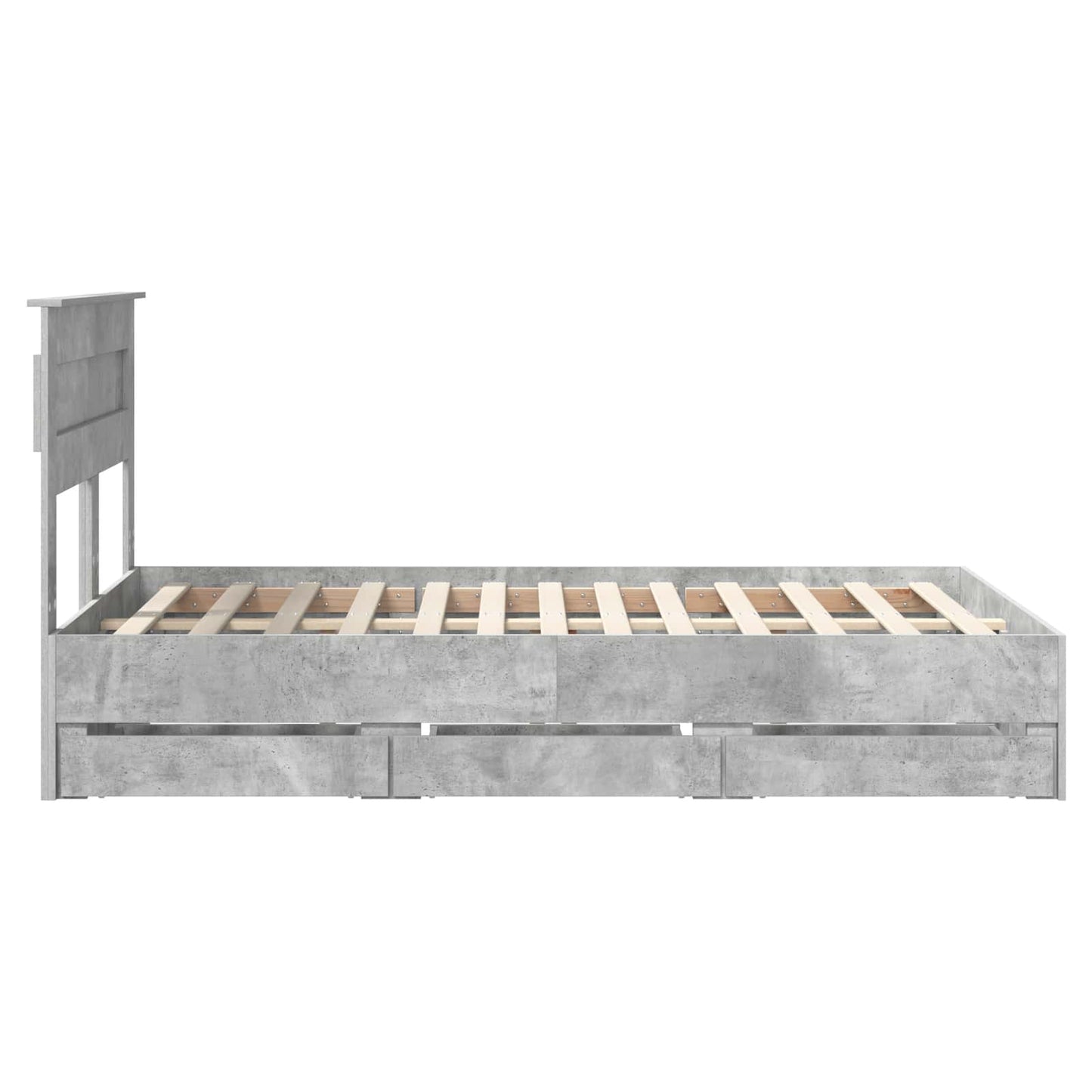 vidaXL Σκελετός Κρεβατιού Σκυρόδεμα Γκρι 135 x 190 cm Μηχανήματος Ξύλο