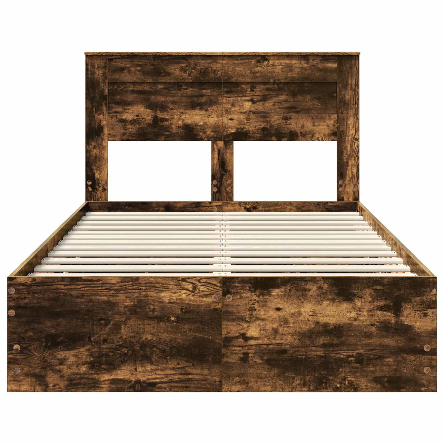 vidaXL Σκελετός Κρεβατιού Καπνιστό Δρύς 135 x 190 cm Μηχανήματος Ξύλο