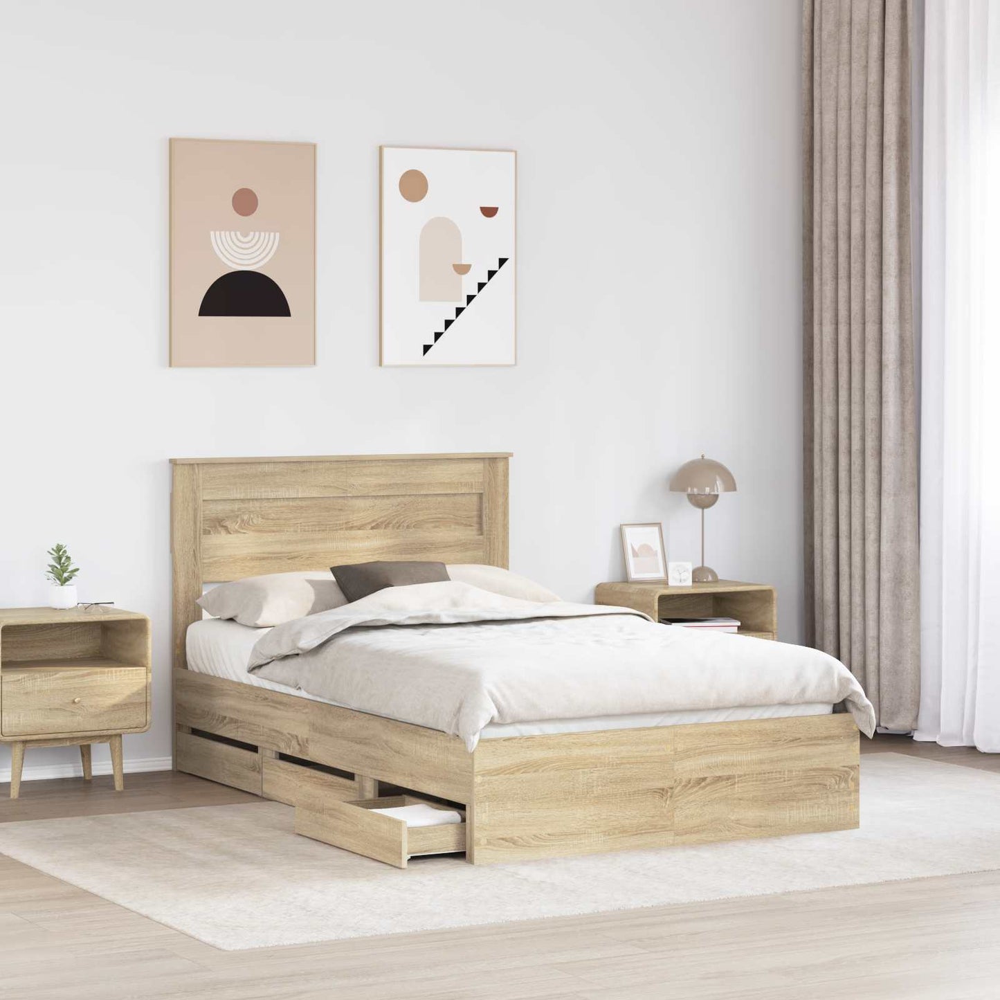 vidaXL Σκελετός Κρεβατιού Δρύς Sonoma 120 x 190 cm Μηχανήματος Ξύλο