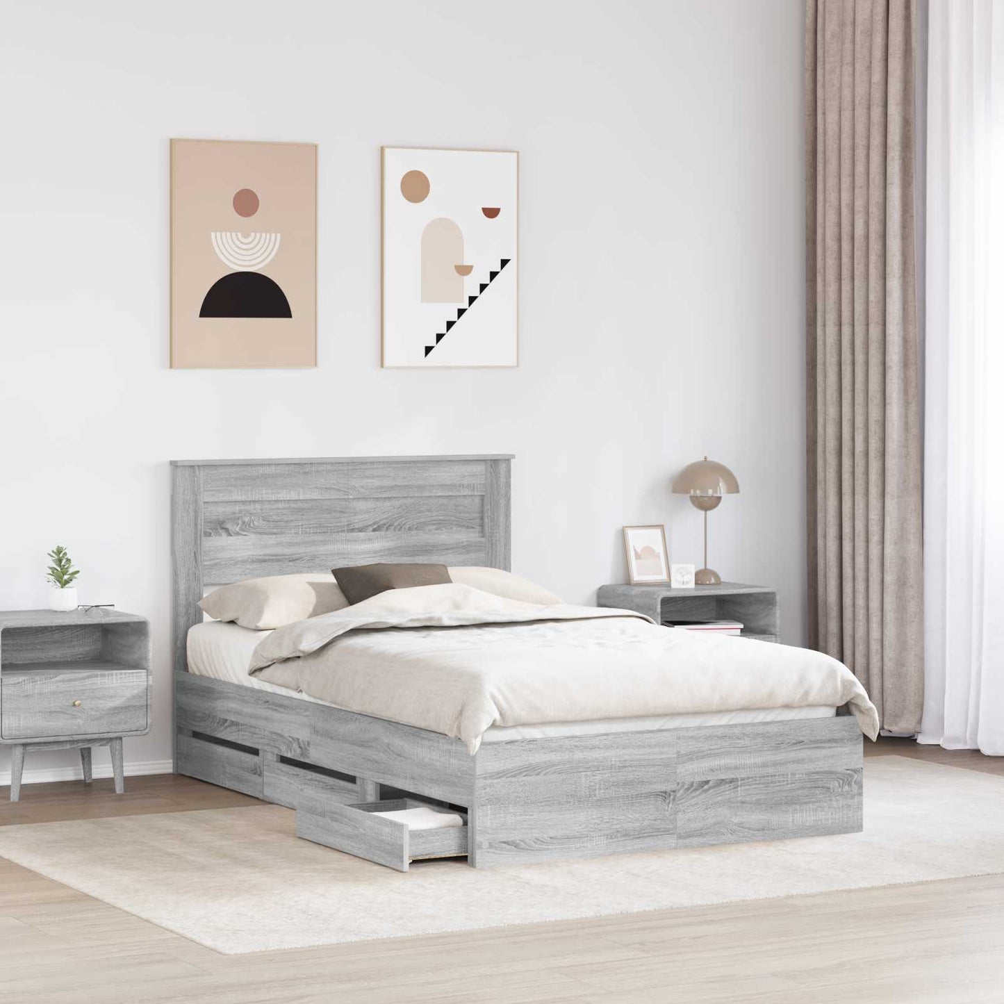 vidaXL Σκελετός Κρεβατιού Γκρίζο Σονομα 120 x 190 cm Μηχανήματος Ξύλο