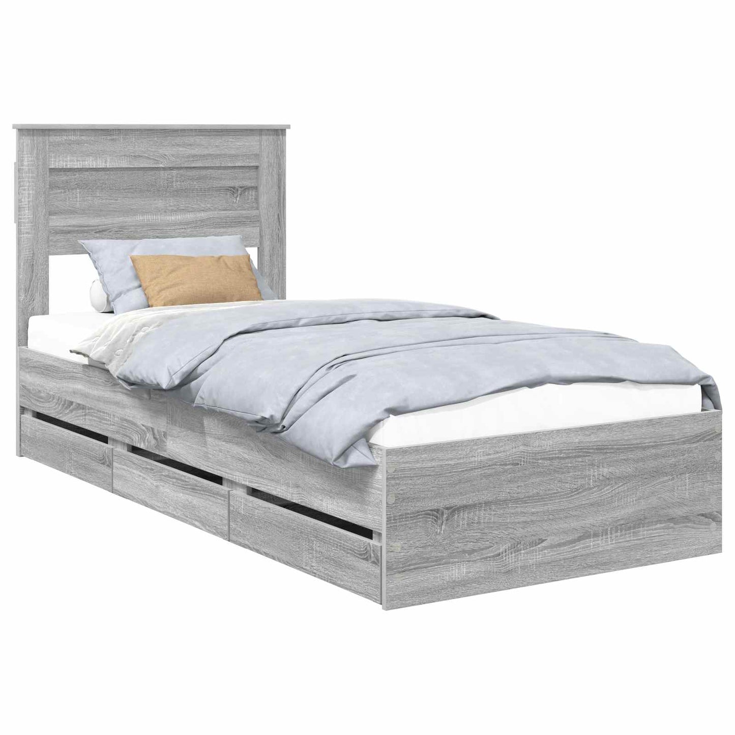 vidaXL Σκελετός Κρεβατιού Γκρίζο Σονομα 90 x 190 cm Μηχανήματος Ξύλο