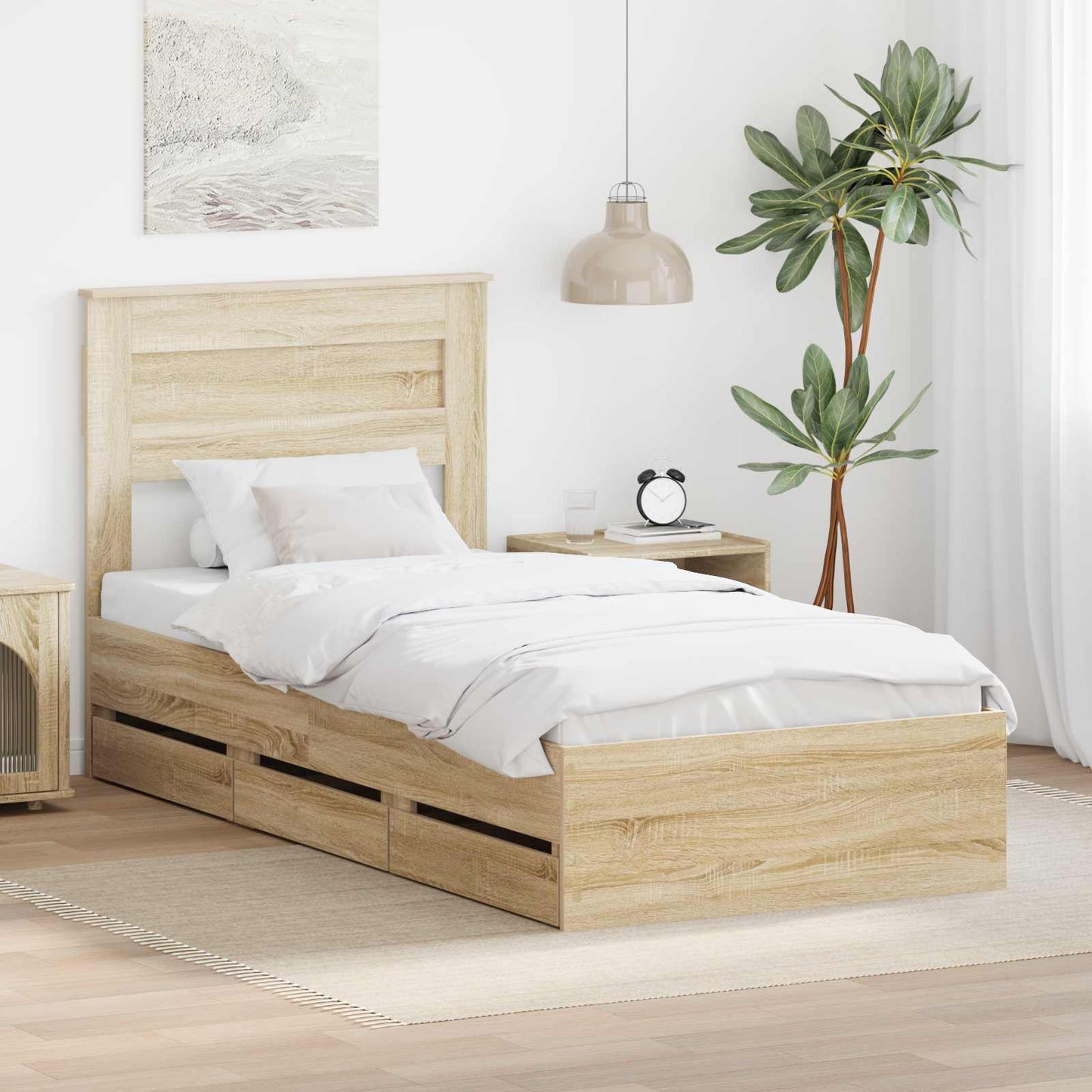 vidaXL Σκελετός Κρεβατιού Δρύς Sonoma 75 x 190 cm Μηχανήματος Ξύλο