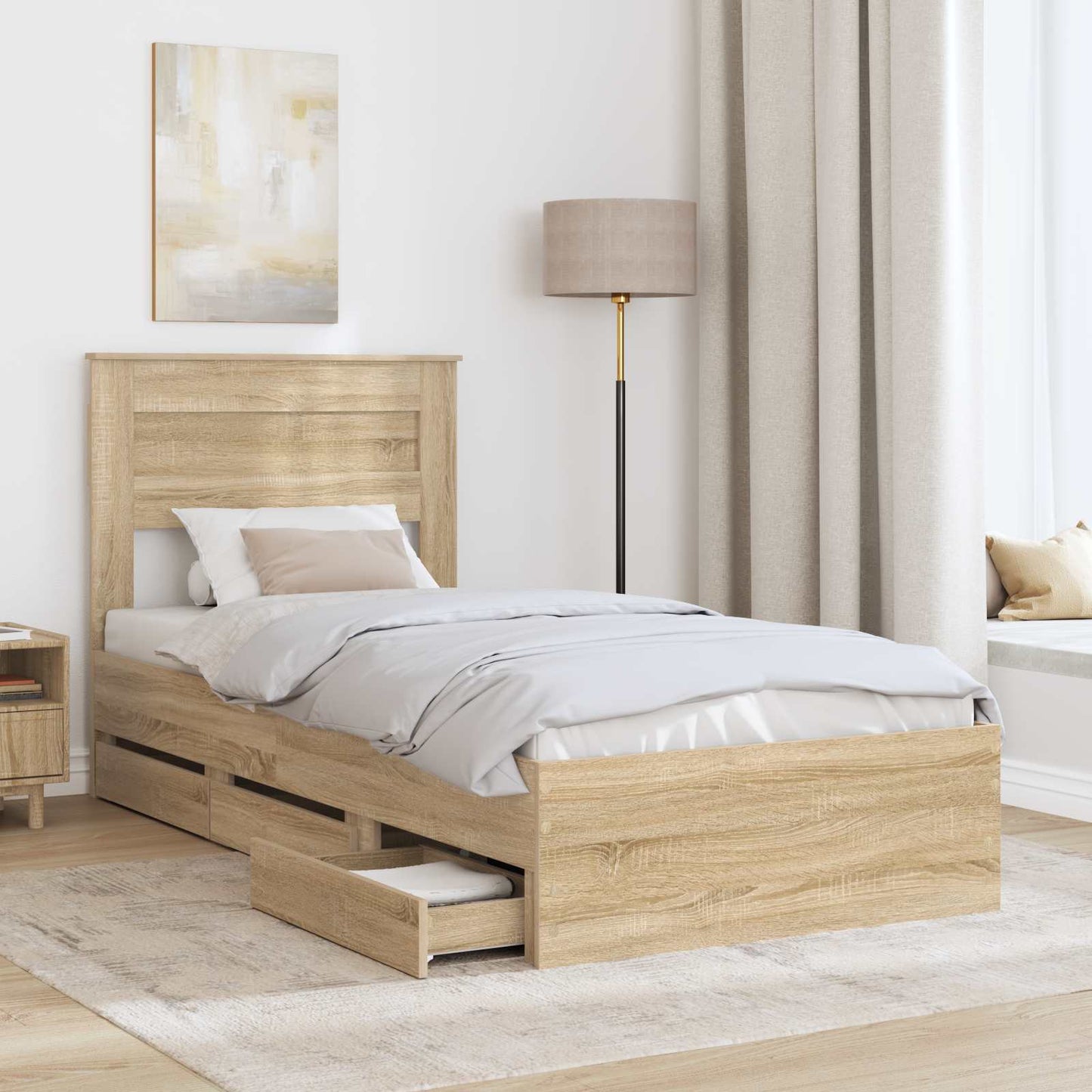 vidaXL Σκελετός Κρεβατιού Δρύς Sonoma 75 x 190 cm Μηχανήματος Ξύλο