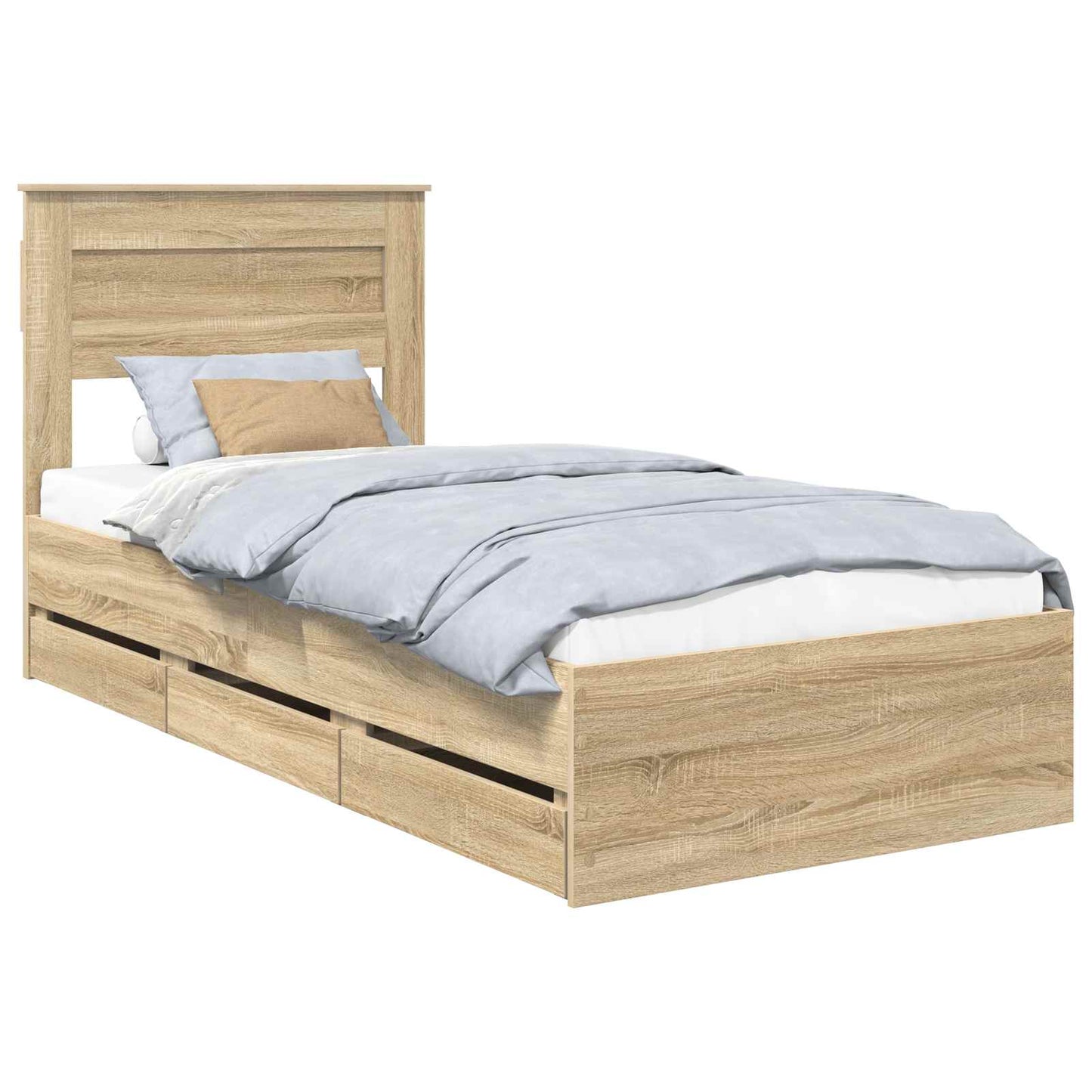 vidaXL Σκελετός Κρεβατιού Δρύς Sonoma 75 x 190 cm Μηχανήματος Ξύλο