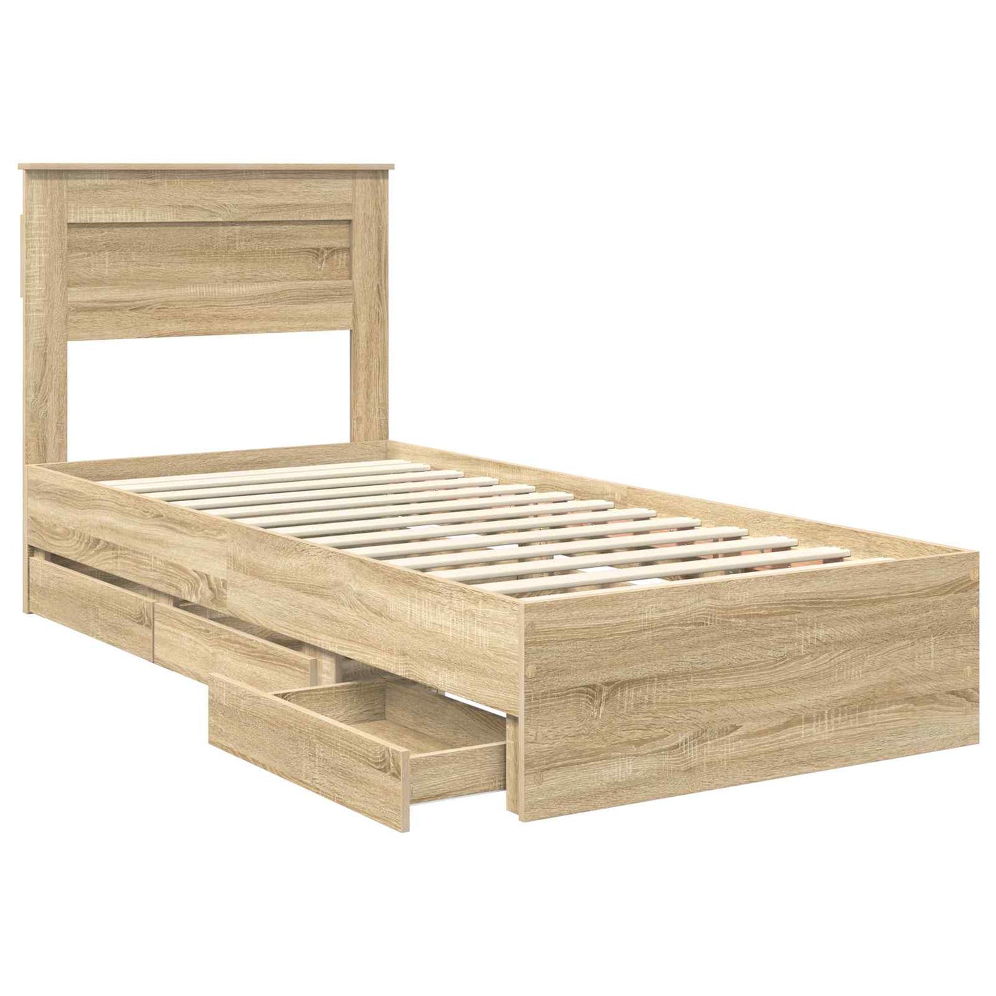 vidaXL Σκελετός Κρεβατιού Δρύς Sonoma 75 x 190 cm Μηχανήματος Ξύλο