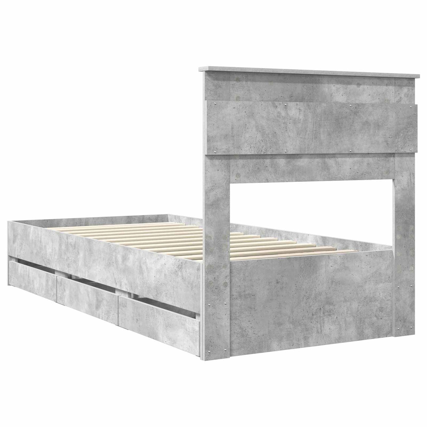 vidaXL Σκελετός Κρεβατιού Σκυρόδεμα Γκρι 75 x 190 cm Μηχανήματος Ξύλο