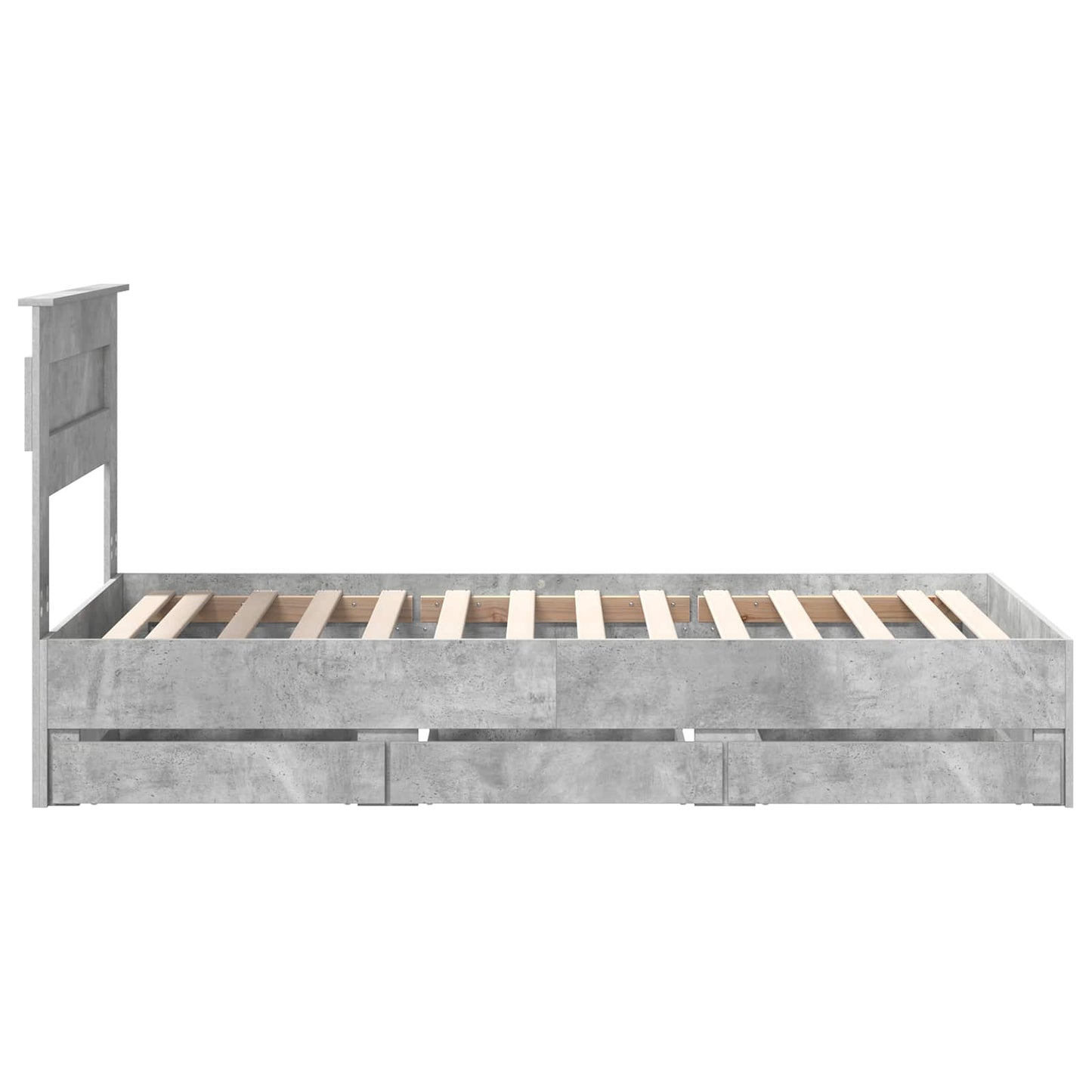 vidaXL Σκελετός Κρεβατιού Σκυρόδεμα Γκρι 75 x 190 cm Μηχανήματος Ξύλο