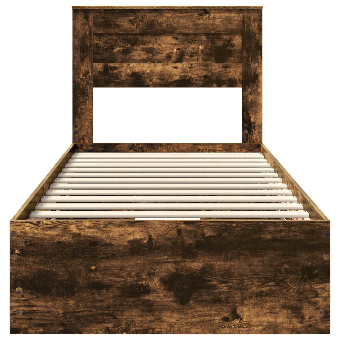 vidaXL Σκελετός Κρεβατιού Καπνιστό Δρύς 75 x 190 cm Μηχανήματος Ξύλο