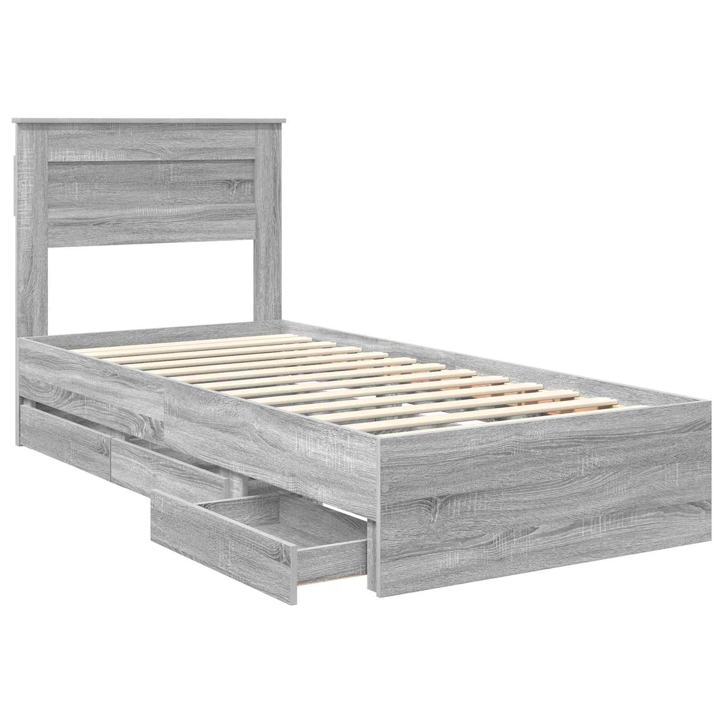 vidaXL Σκελετός Κρεβατιού Γκρίζο Σονομα 75 x 190 cm Μηχανήματος Ξύλο