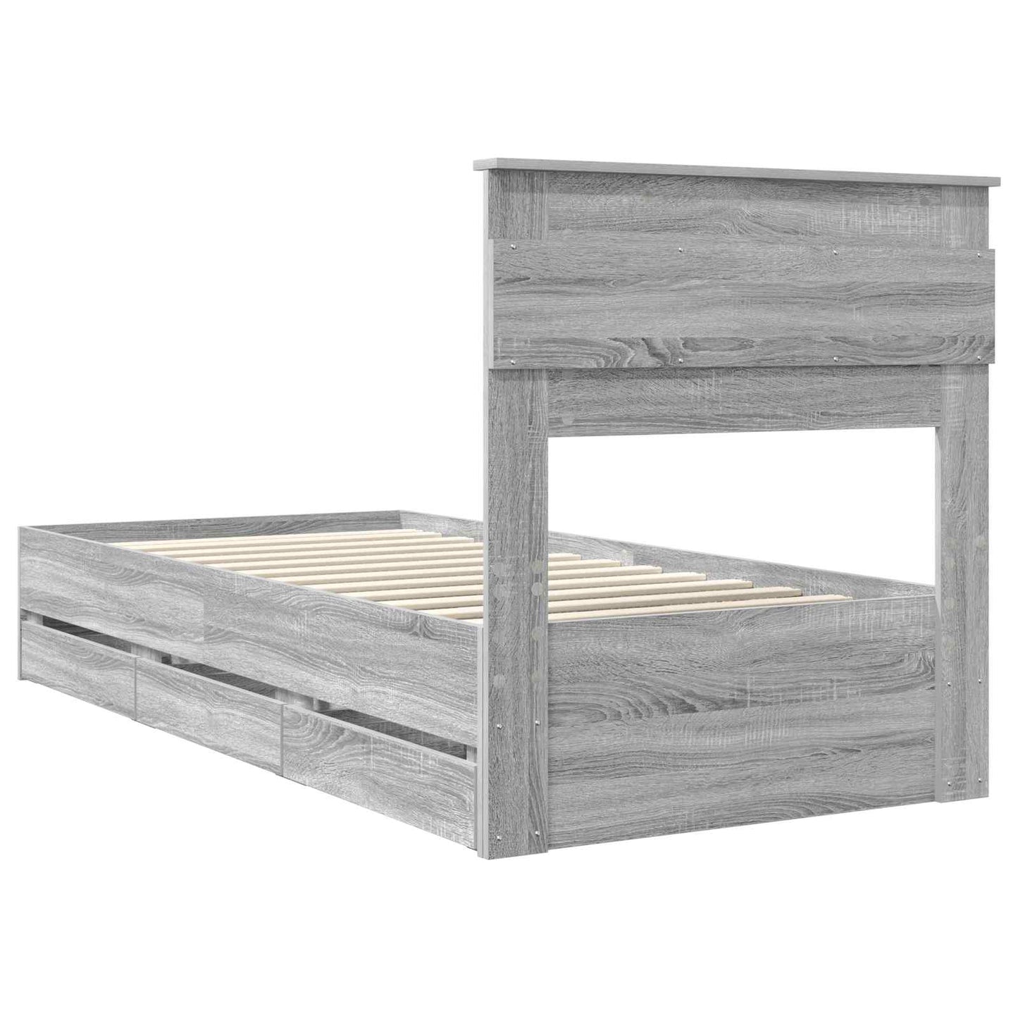 vidaXL Σκελετός Κρεβατιού Γκρίζο Σονομα 75 x 190 cm Μηχανήματος Ξύλο