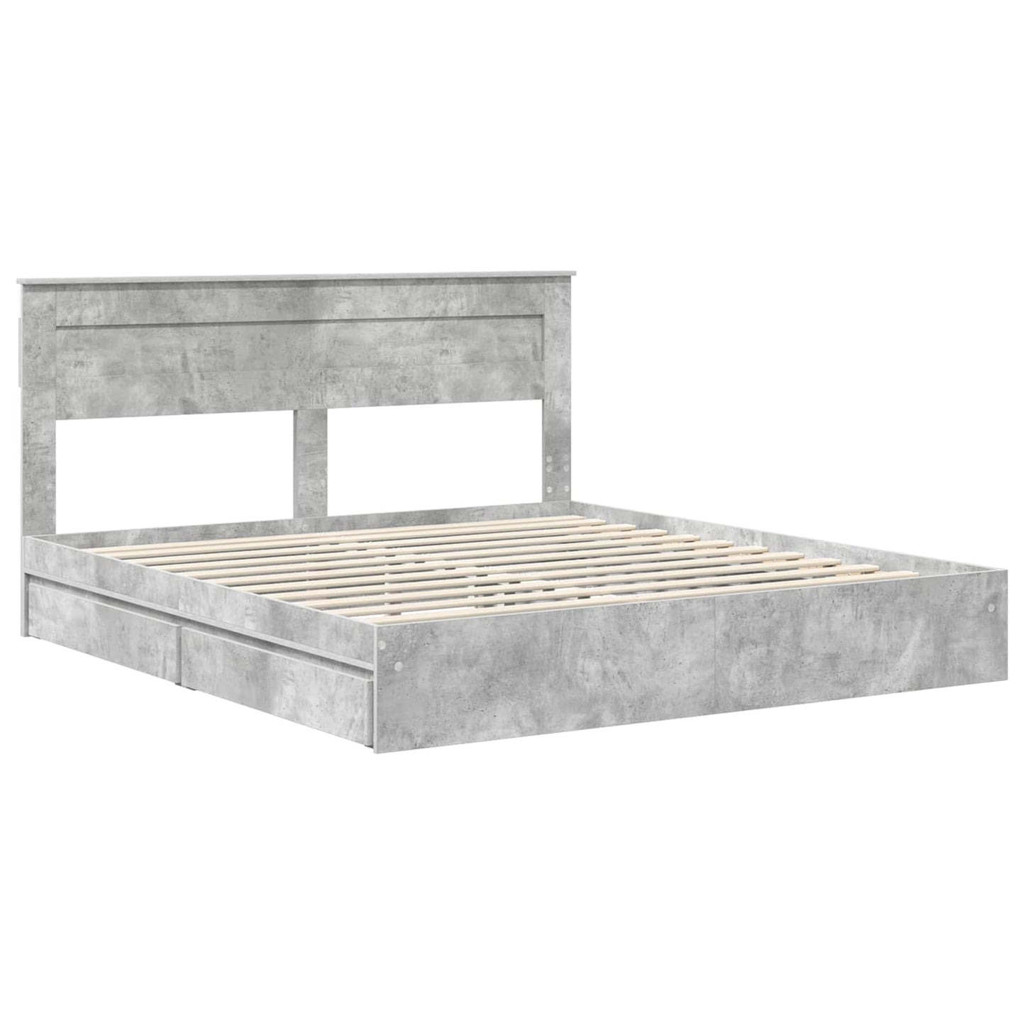 vidaXL Κρεβάτι Αποθήκης Σκυρόδεμα Γκρι 200 x 200 cm Επεξεργασμένο ξύλο