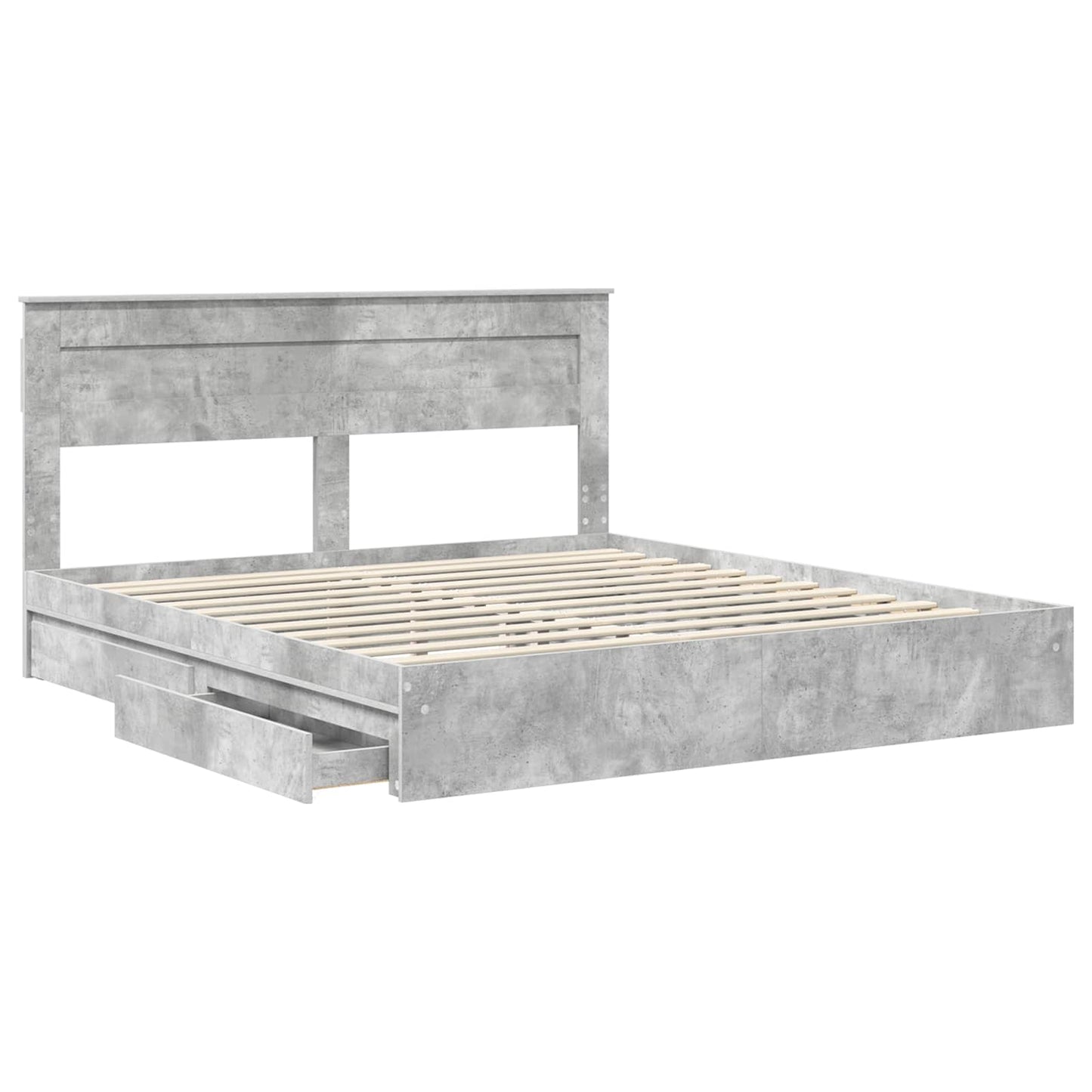 vidaXL Κρεβάτι Αποθήκης Σκυρόδεμα Γκρι 200 x 200 cm Επεξεργασμένο ξύλο