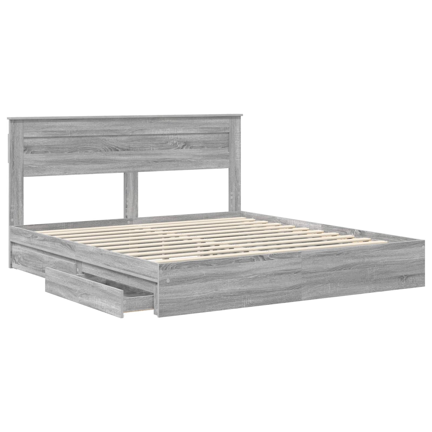 vidaXL Κρεβάτι Αποθήκης Γκρίζο Σονομα 200 x 200 cm Επεξεργασμένο ξύλο