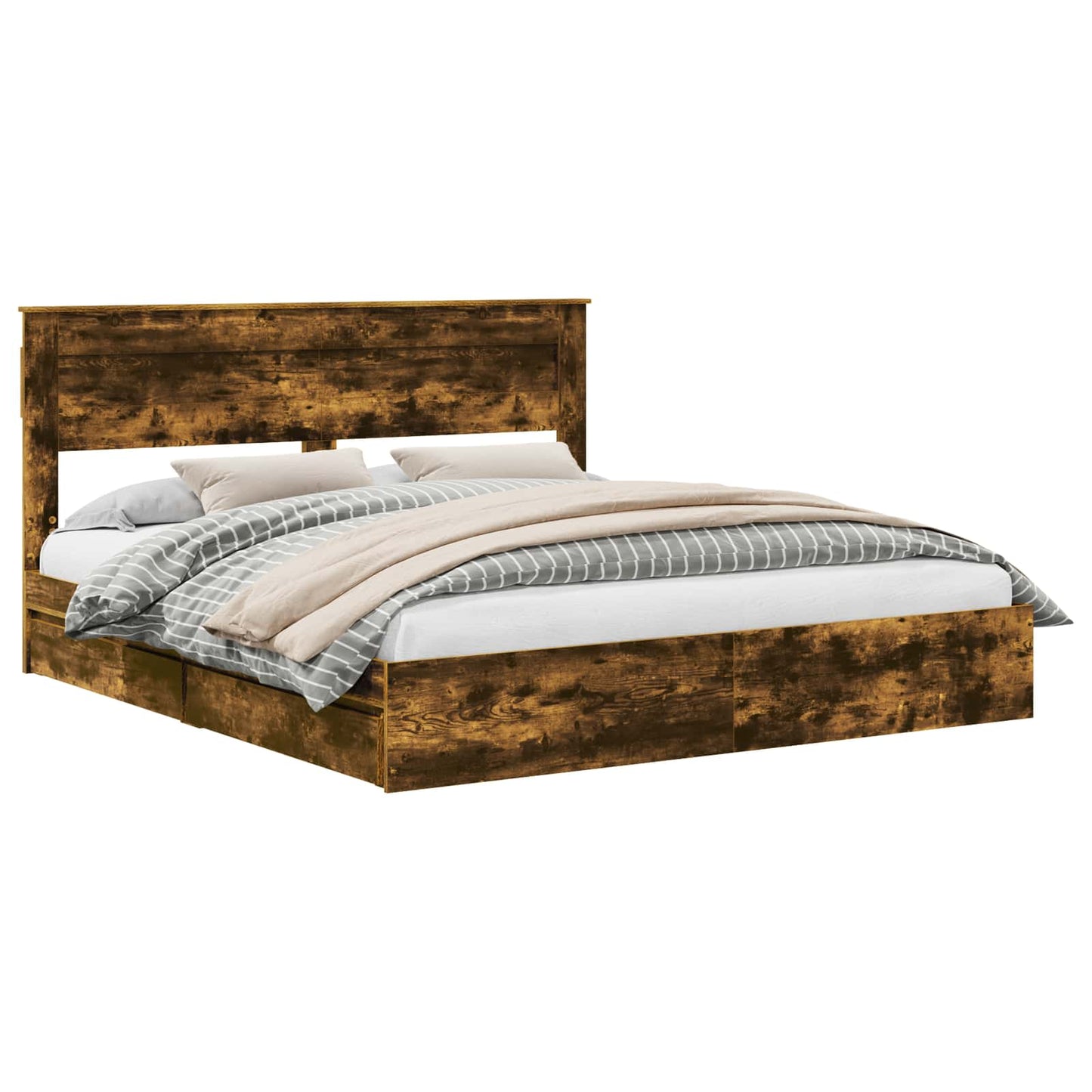 vidaXL Κρεβάτι Αποθήκης Καπνιστό Δρύς 180 x 200 cm Επεξεργασμένο ξύλο