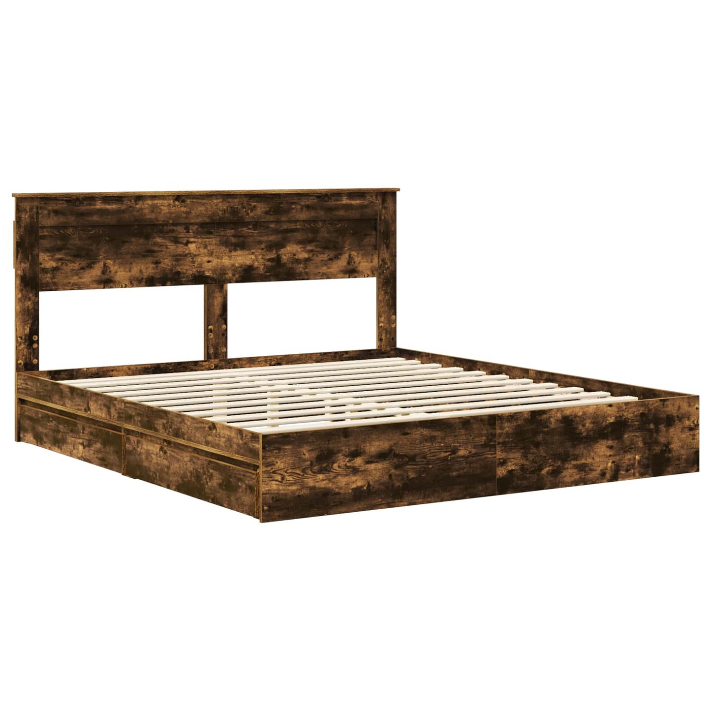 vidaXL Κρεβάτι Αποθήκης Καπνιστό Δρύς 180 x 200 cm Επεξεργασμένο ξύλο