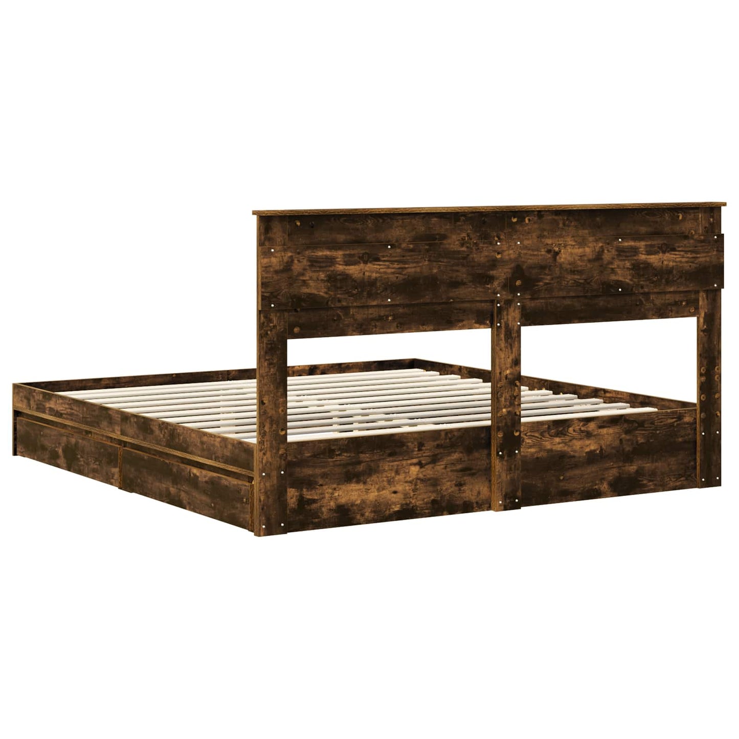 vidaXL Κρεβάτι Αποθήκης Καπνιστό Δρύς 180 x 200 cm Επεξεργασμένο ξύλο